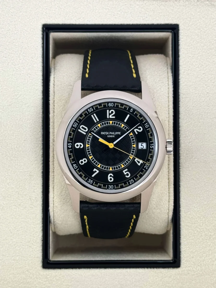 NEW 2024 Patek Philippe Calatrava 40mm 6007G White Gold Black Dial Yellow
