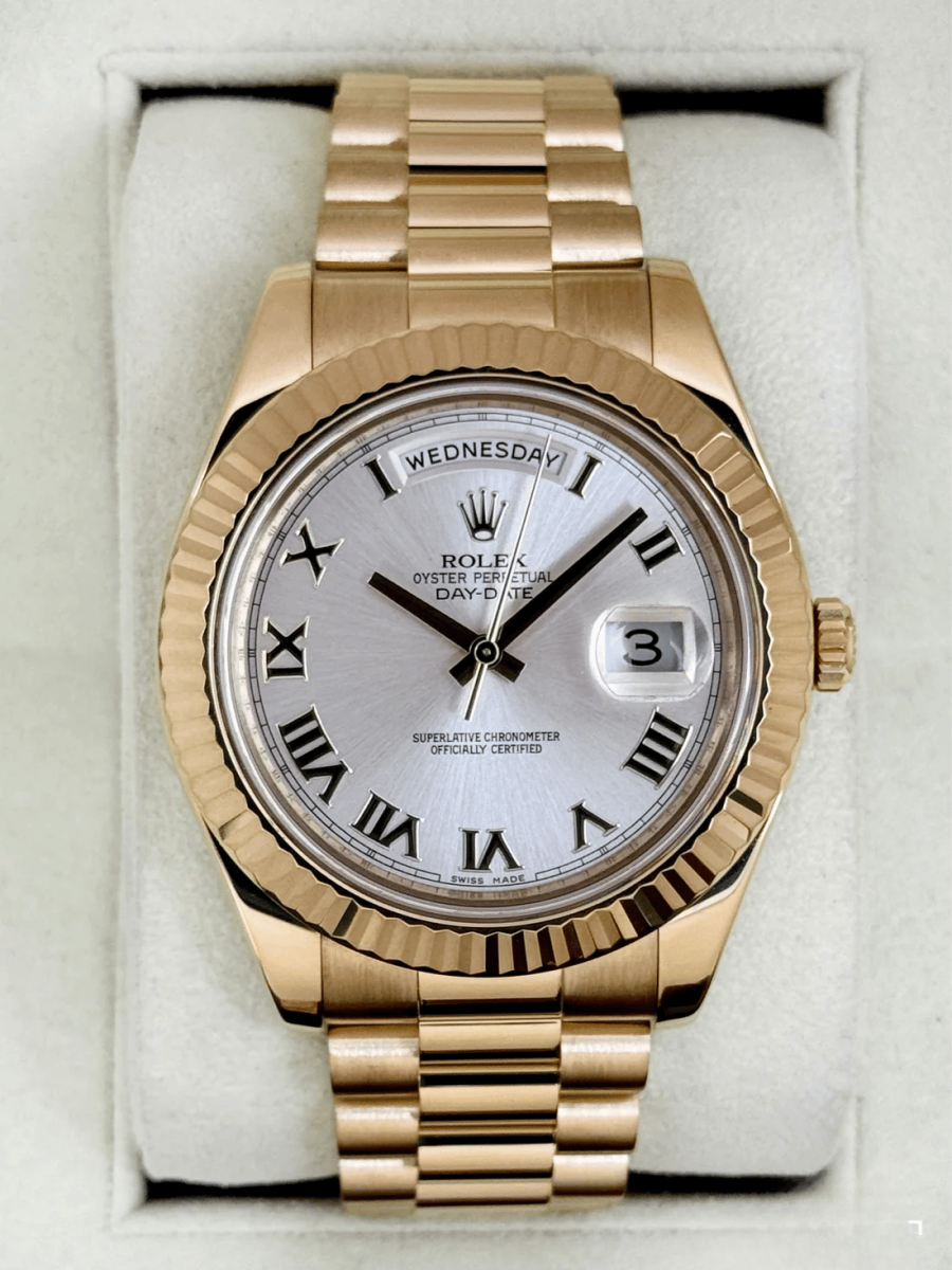 2012 Rolex Day-Date II 41mm 218238 Presidential Yellow Gold Silver Dial