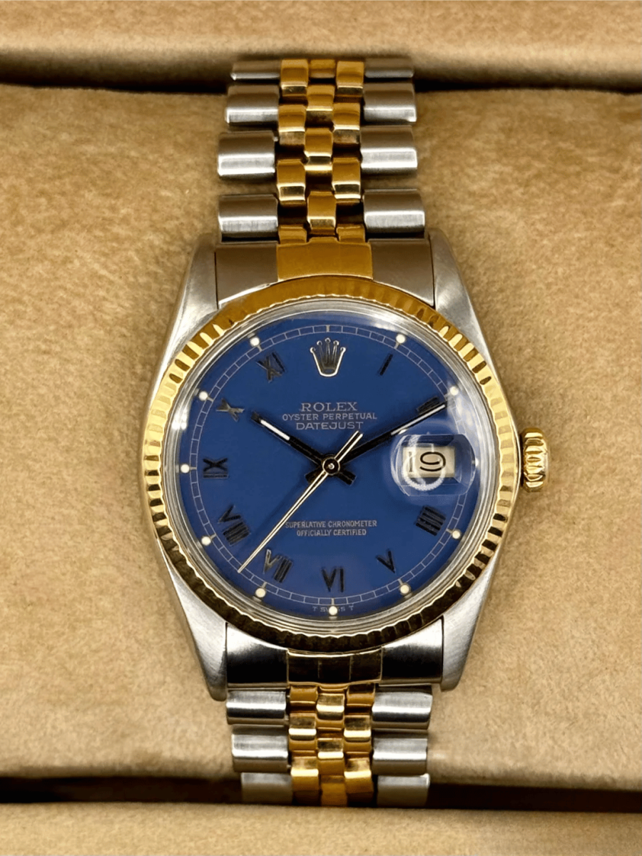 1985 Rolex Datejust 36mm 16013 Two-Tone Jubilee Blue Roman Numeral Dial Regular
