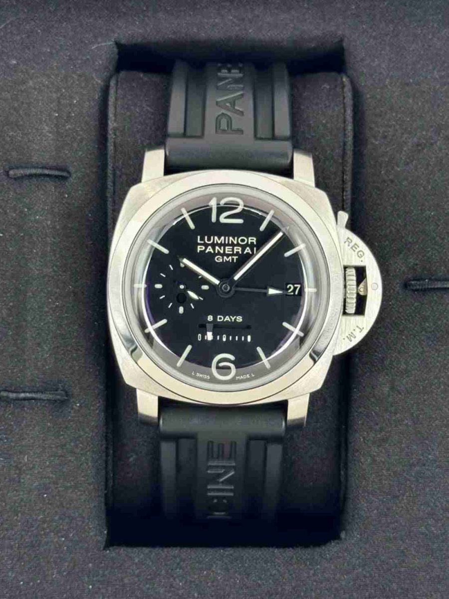 2009 Panerai Luminor 1950 8 Days GMT 44mm PAM00233 Black Dial