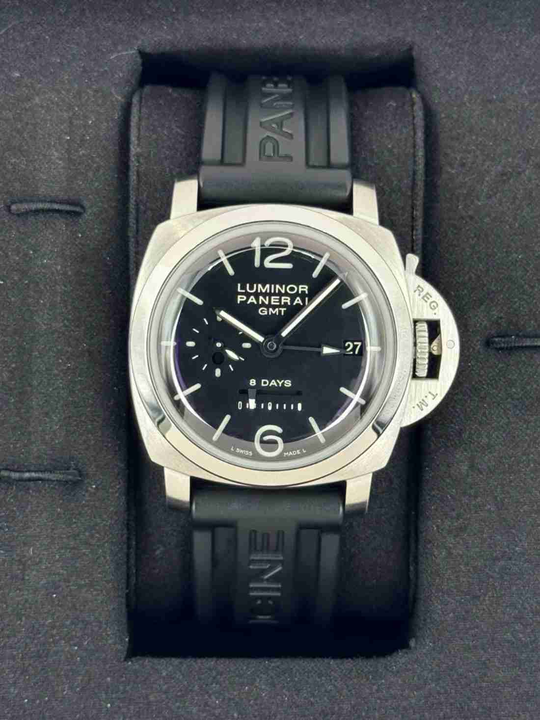 2009 Panerai Luminor 1950 8 Days GMT 44mm PAM00233 Black Dial