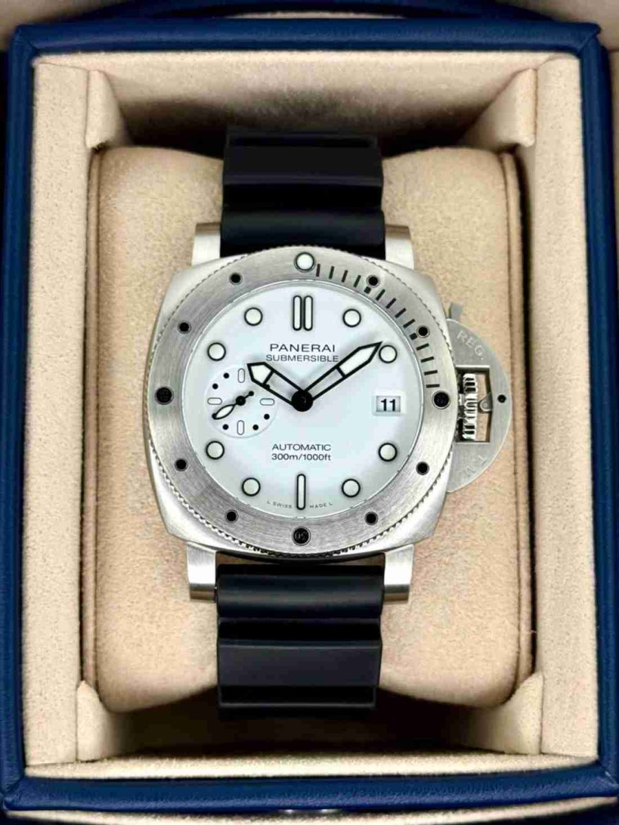 NEW 2025 Panerai Submersible 42mm PAM01590 Stainless Steel White Dial