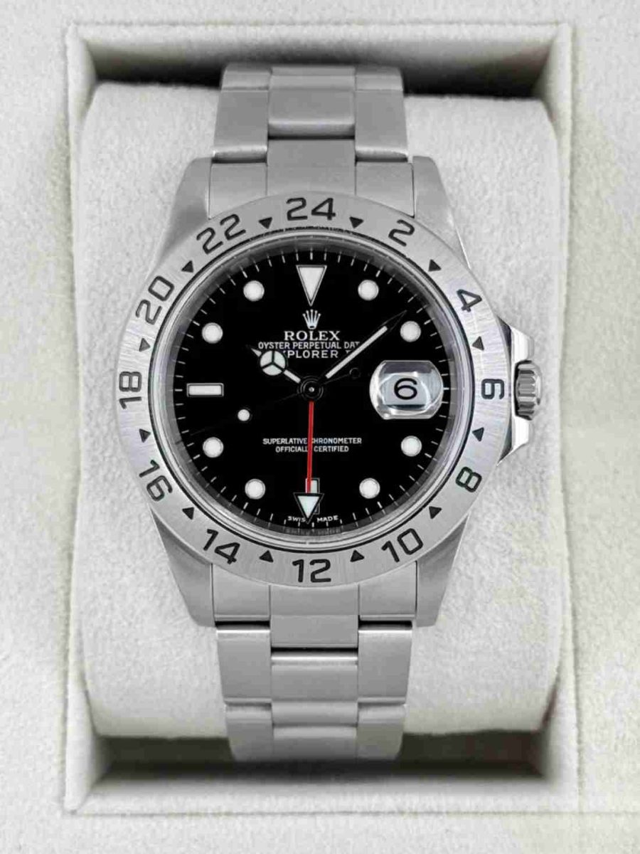 2002 Rolex Explorer II 40mm 16570 Stainless Steel Black Dial