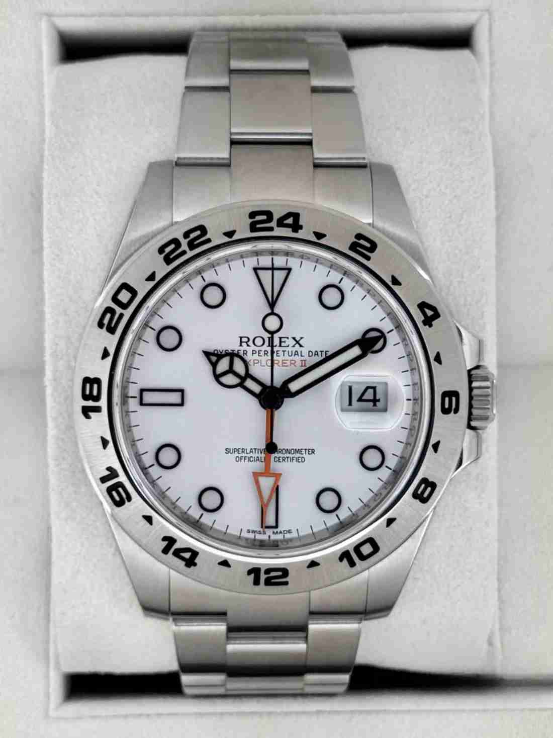 2014 Rolex Explorer II 42mm 216570 Polar White Dial