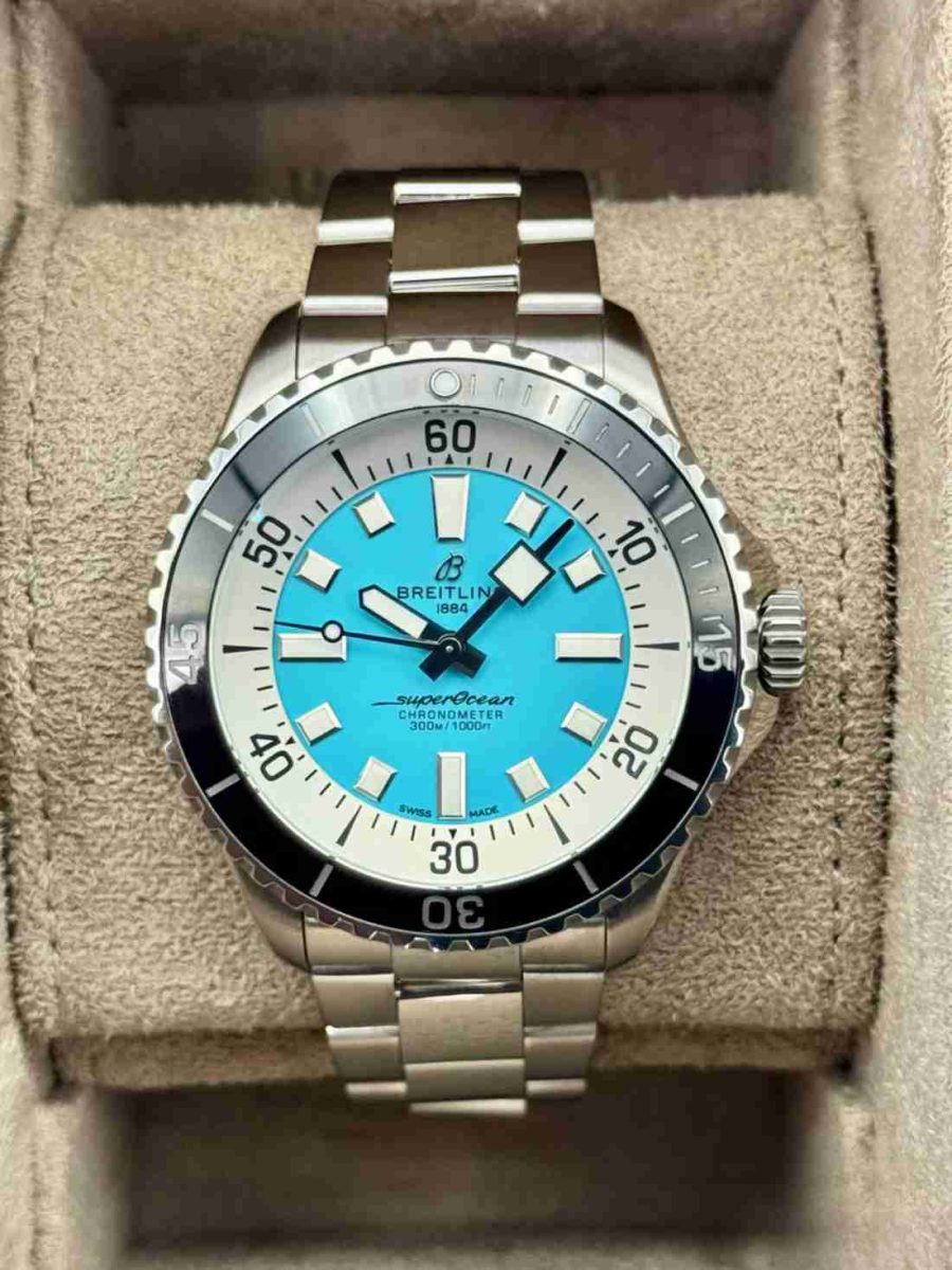 2025 Breitling Superocean Automatic 44mm A17376 Stainless Steel Turquoise Dial