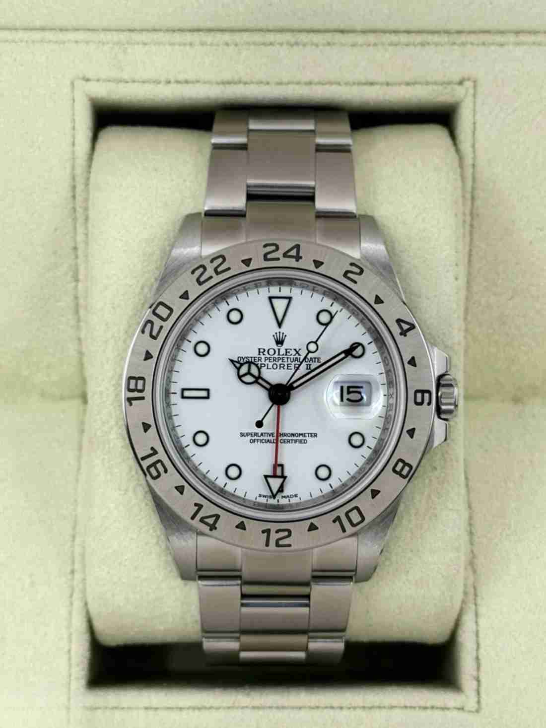 2008 Rolex Explorer II 40mm 16570 Stainless Steel Polar White Dial