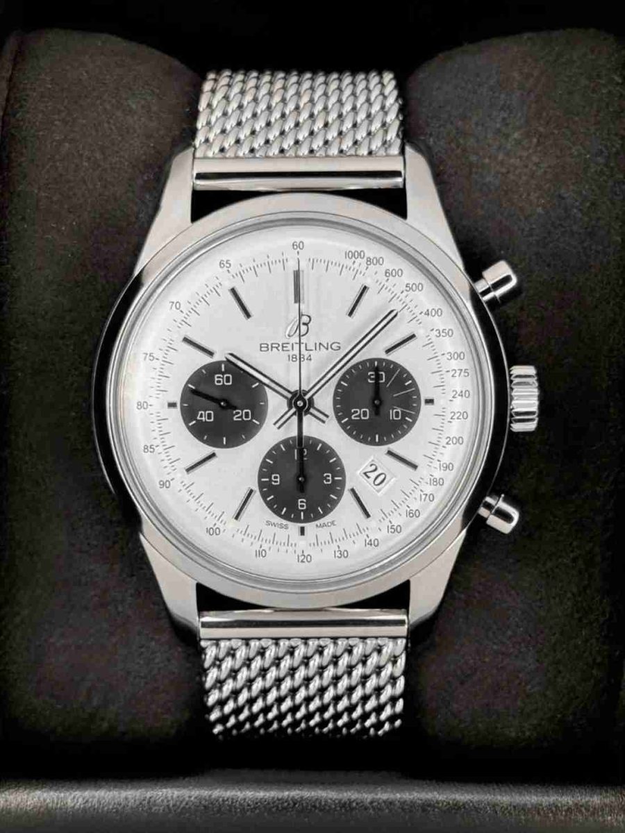 2013 Breitling Transocean Chronograph 43mm AB015212 Stainless Steel Silver Dial