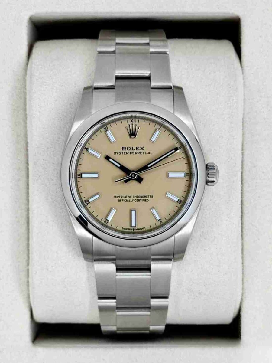 NEW 2026 Rolex Oyster Perpetual 34mm 124200 Stainless Steel Beige Dial