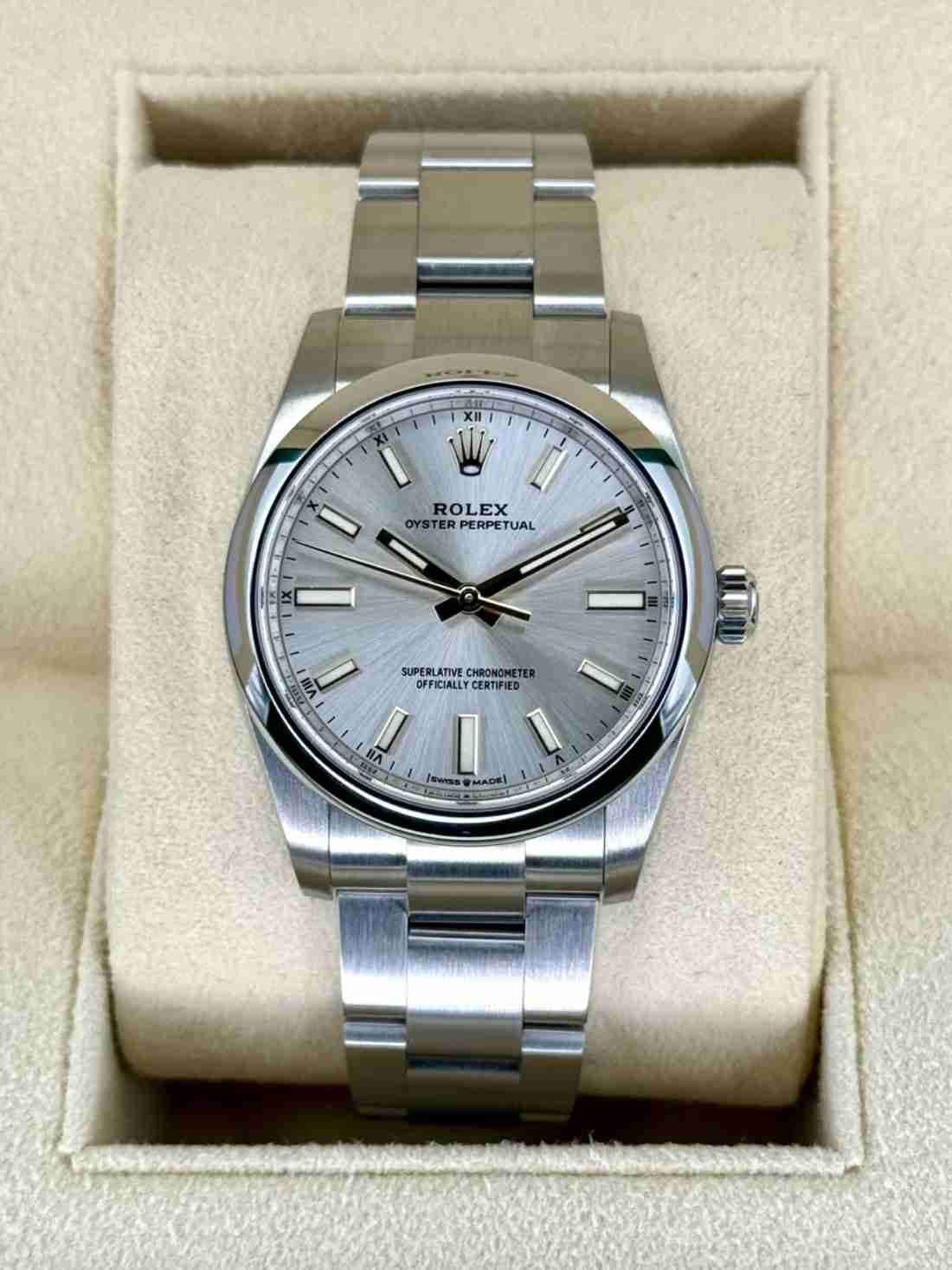 2022 Rolex Oyster Perpetual 34mm Stainless Steel Silver Dial