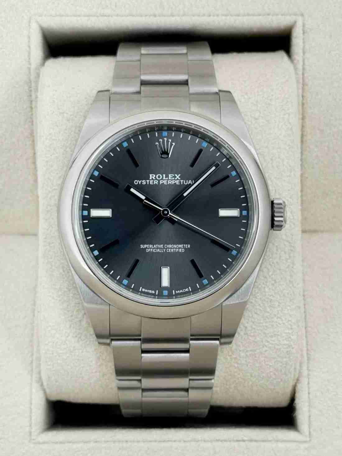 2019 Rolex Oyster Perpetual 39mm 114300 Rhodium Dial