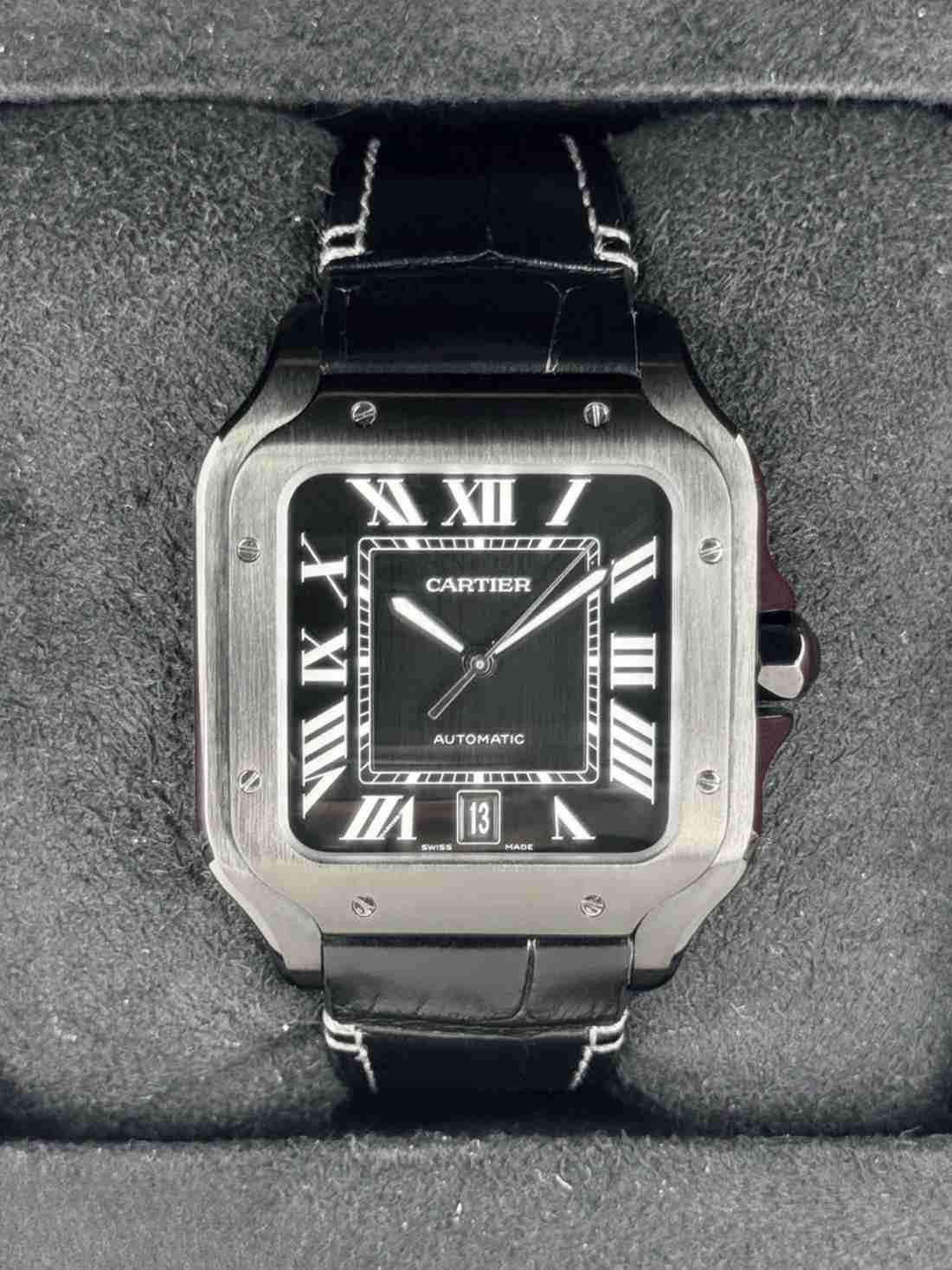 2024 Cartier Santos De Cartier 39.8mm WSSA0039 Black Steel Black Dial