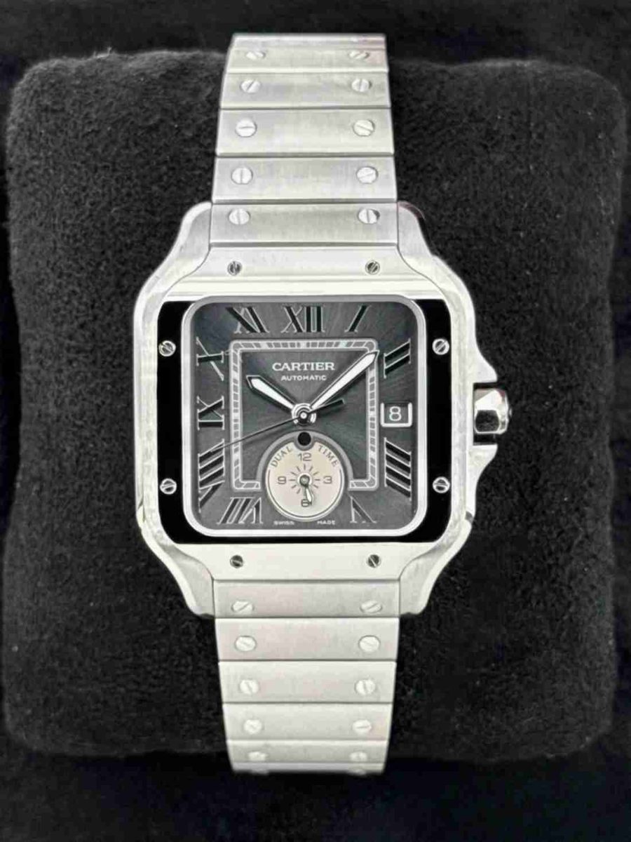 2024 Cartier Santos Dual Time 40.2mm WSSA0076 Stainless Steel Gray Dial