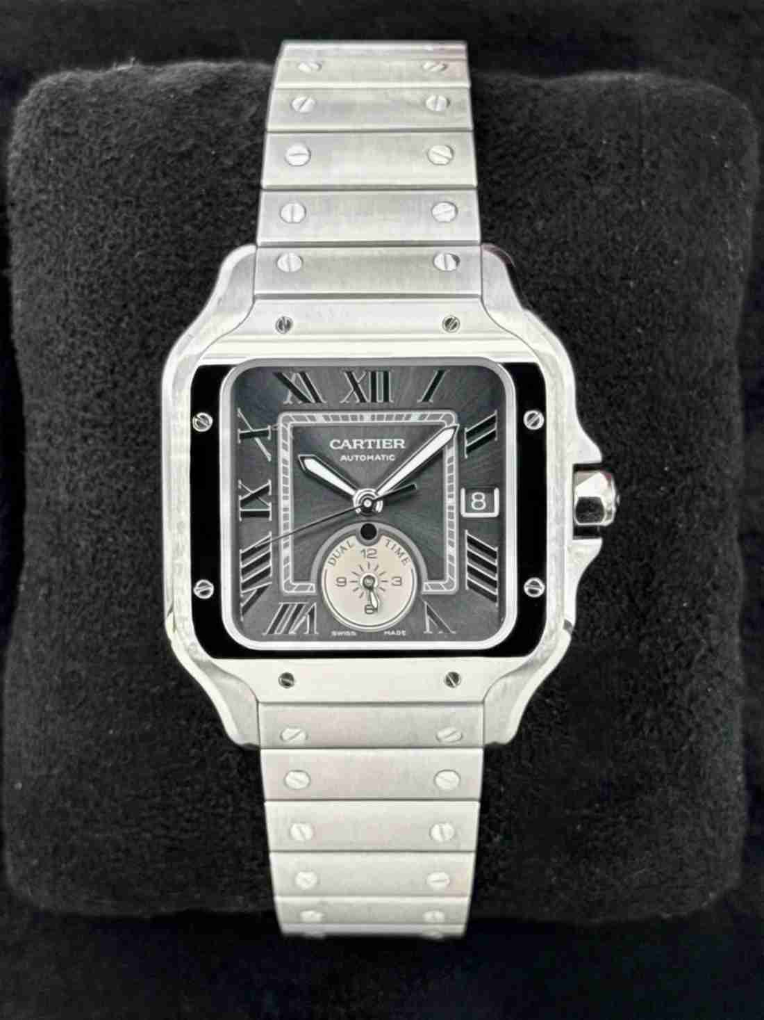 2024 Cartier Santos Dual Time 40.2mm WSSA0076 Stainless Steel Gray Dial