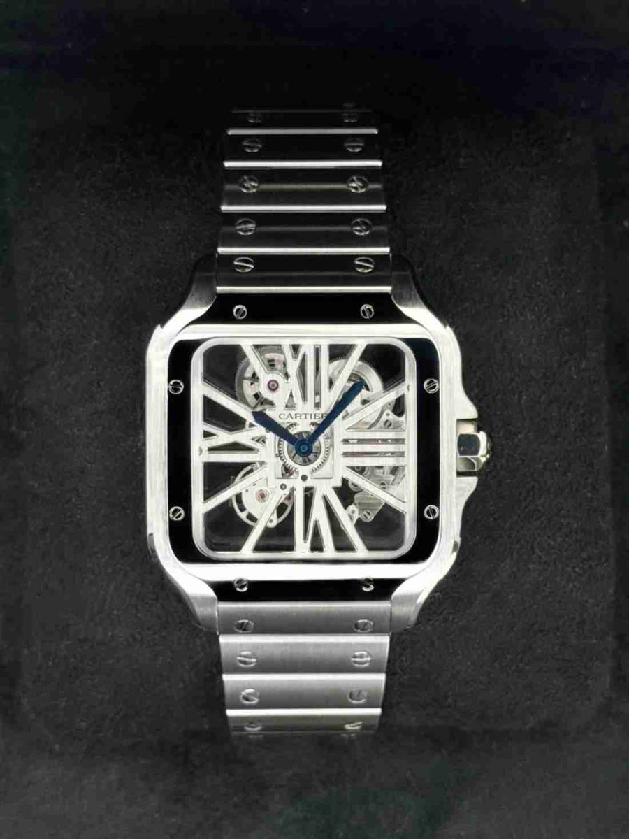 2021 Cartier Santos De Cartier 39.8mm WHSA0015 Stainless Steel Skeleton Dial