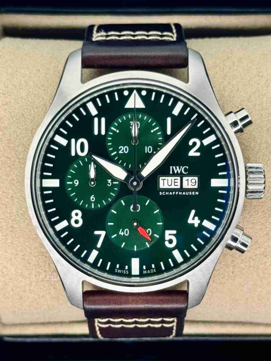 2025 IWC Pilot's Watch Chronograph 43mm IW378005 Stainless Steel Green Dial