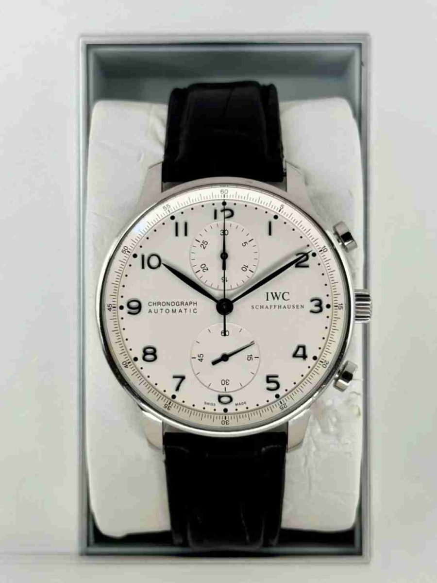 2010 IWC Portuguese Chronograph 41mm IW371417 Stainless Steel White Dial