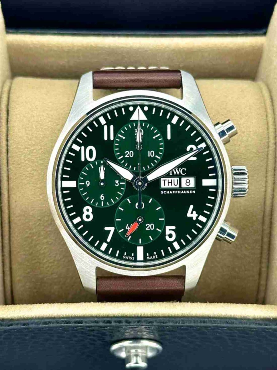 NEW 2023 IWC Pilot's Chronograph 41mm IW388103 Stainless Steel Green Dial