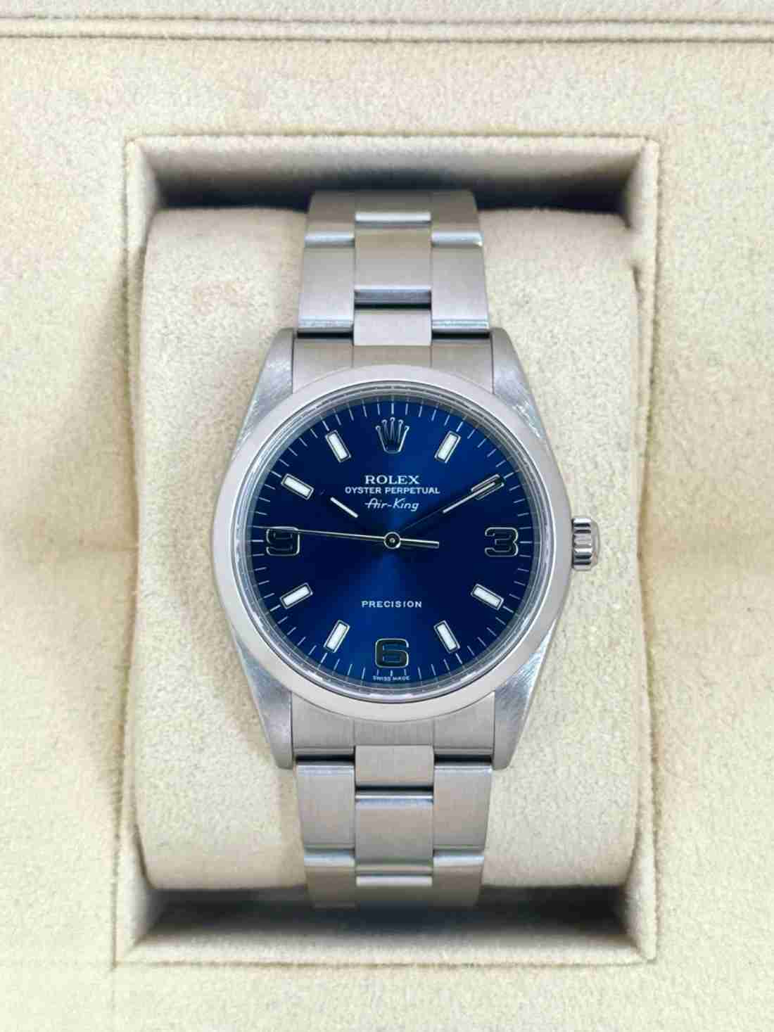 2008 Rolex Air-King 34mm 14000M Stainless Steel Blue Dial
