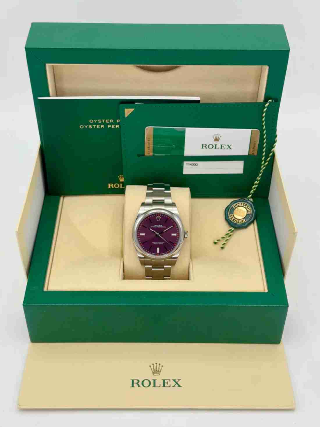 2018 Rolex Oyster Perpetual 39mm 114300 Grape Dial - Image 5