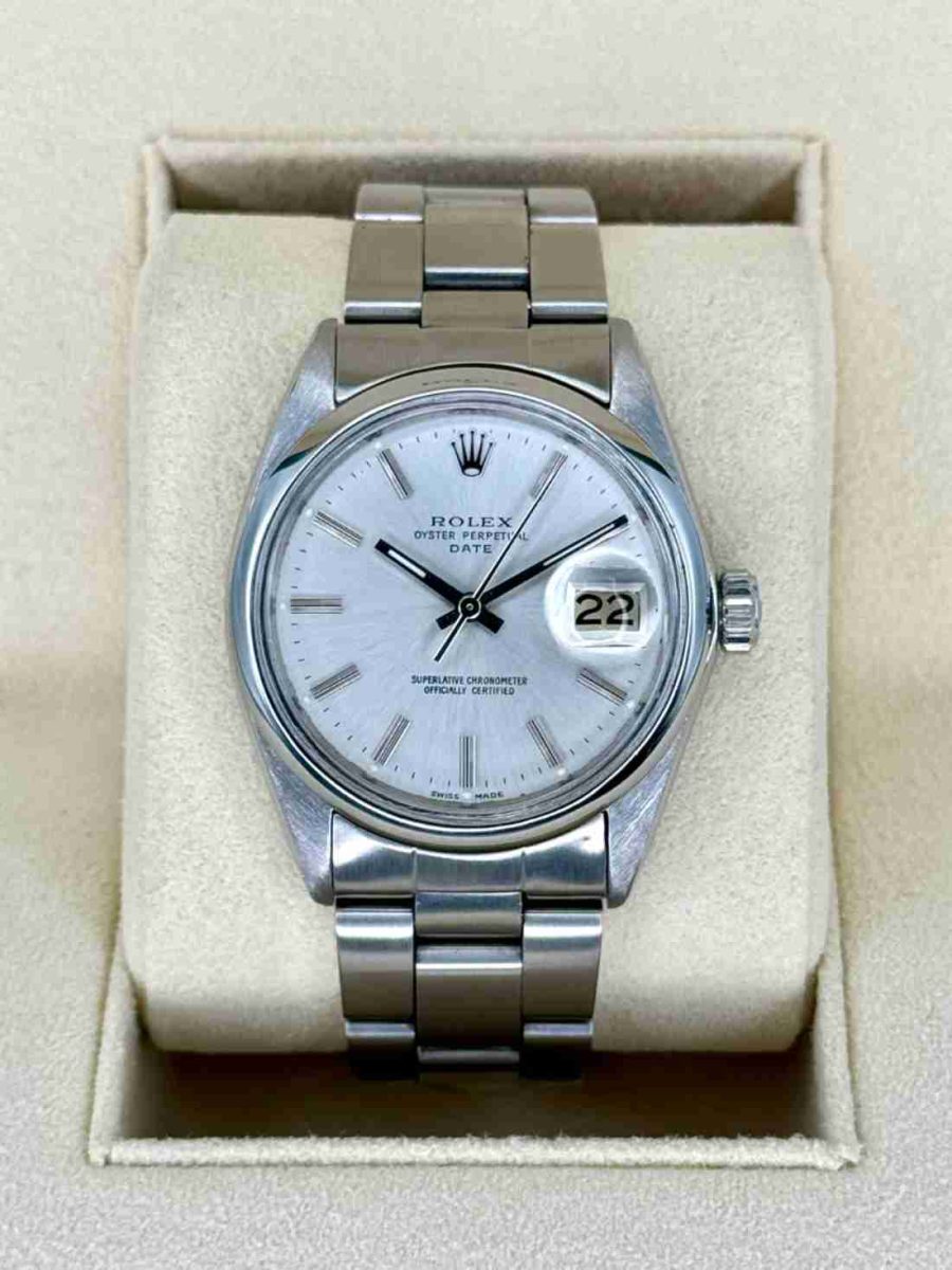 1983 Rolex Oyster Perpetual Date 34mm 1500 Stainless Steel Silver Dial