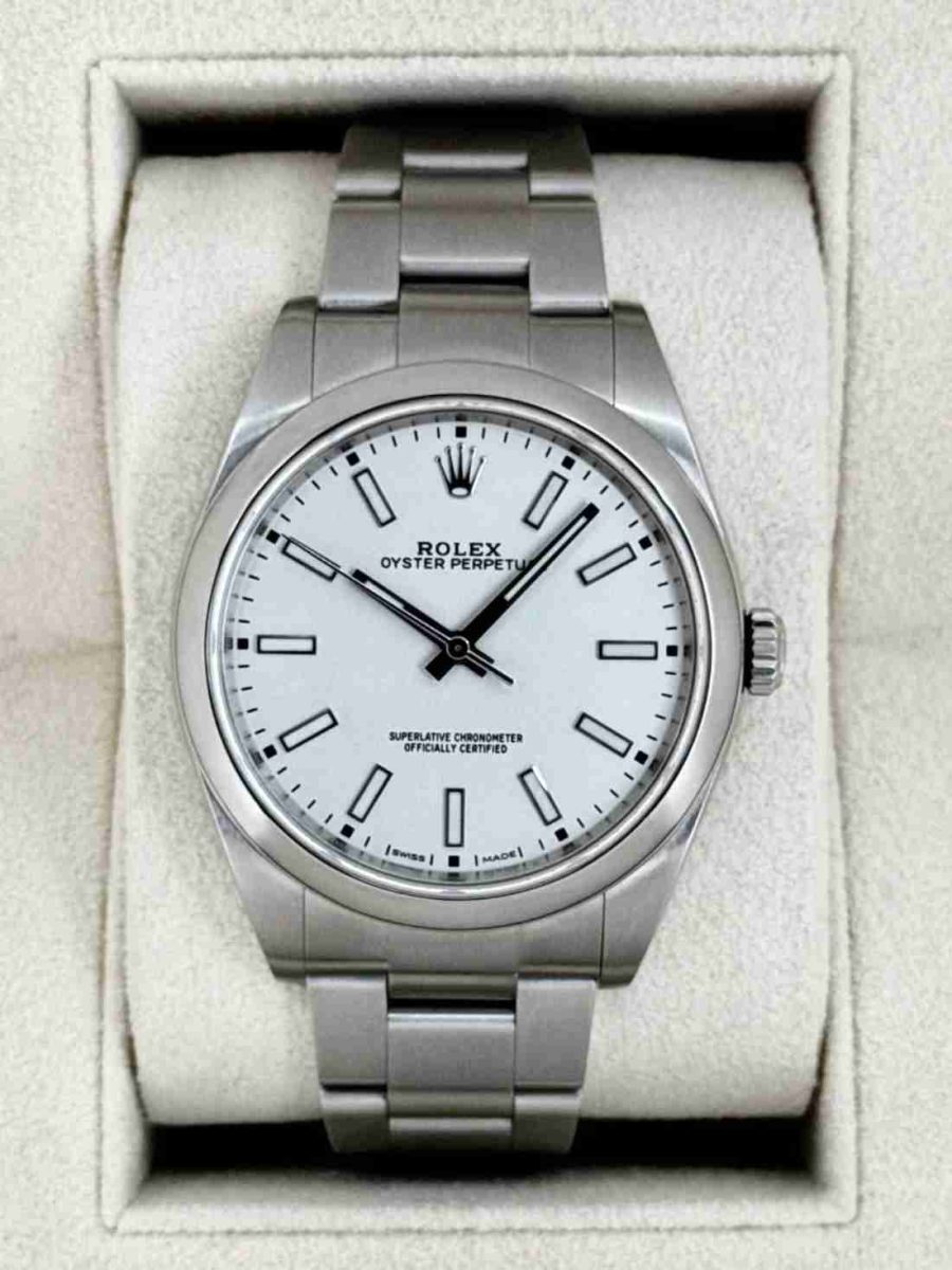 2019 Rolex Oyster Perpetual 39mm 114300 Stainless Steel White Dial