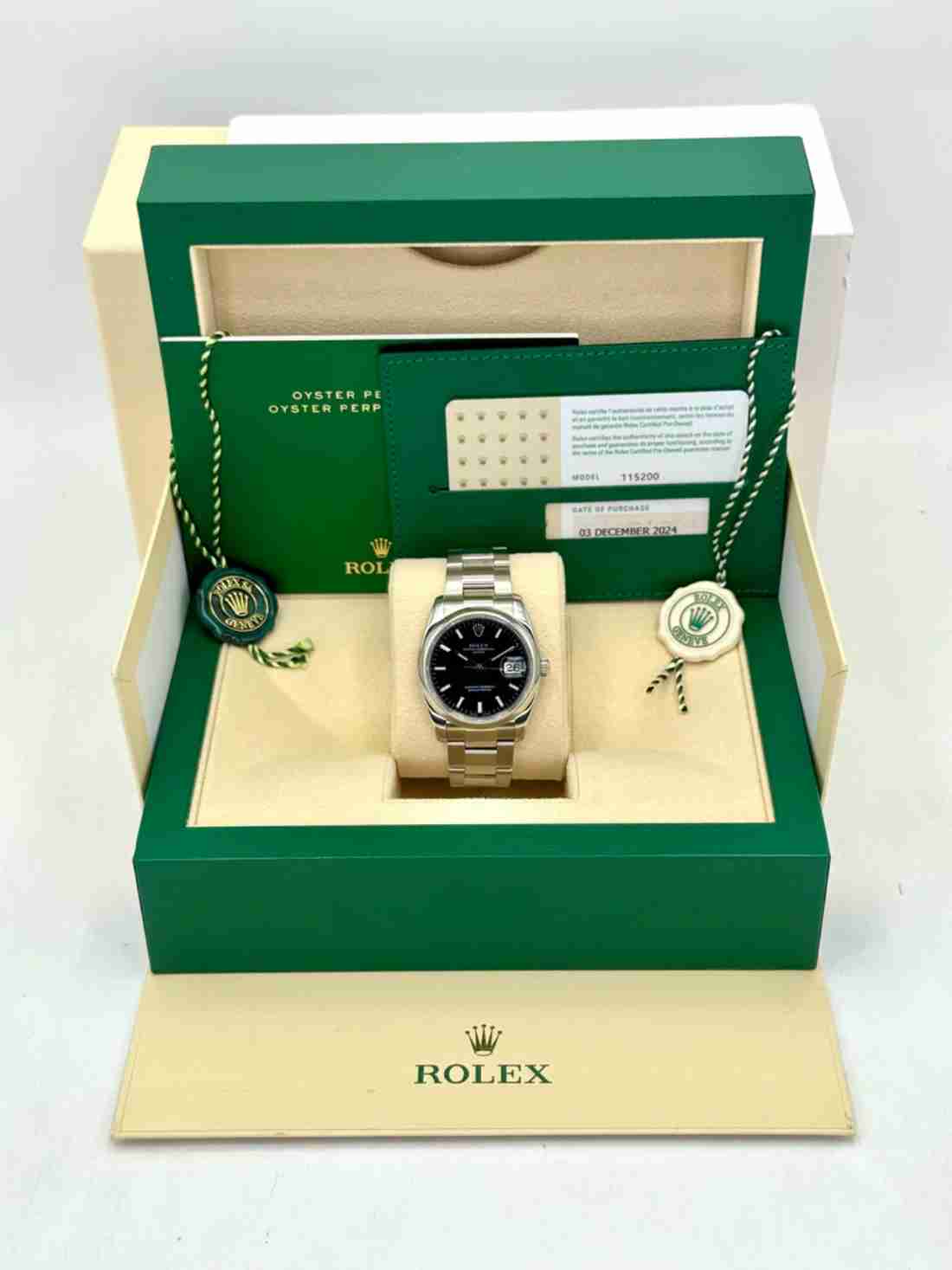 2024 CPO Rolex Oyster Perpetual Date 34mm 115200 Black Dial - Image 5