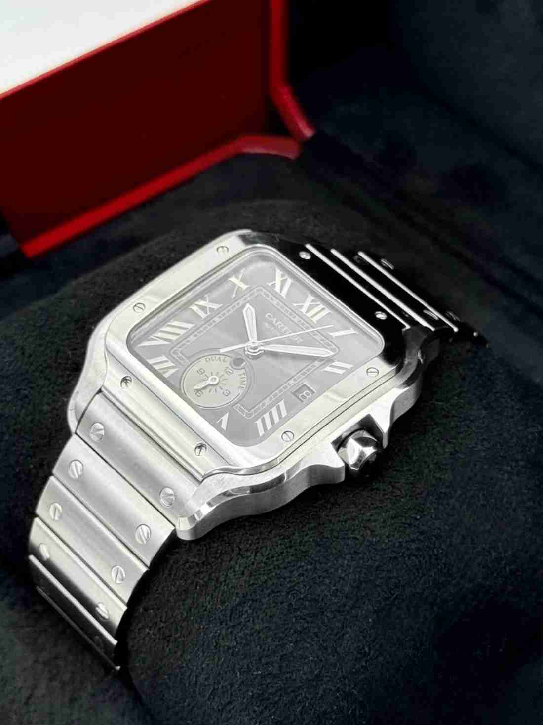 2024 Cartier Santos Dual Time 40.2mm WSSA0076 Stainless Steel Gray Dial - Image 3