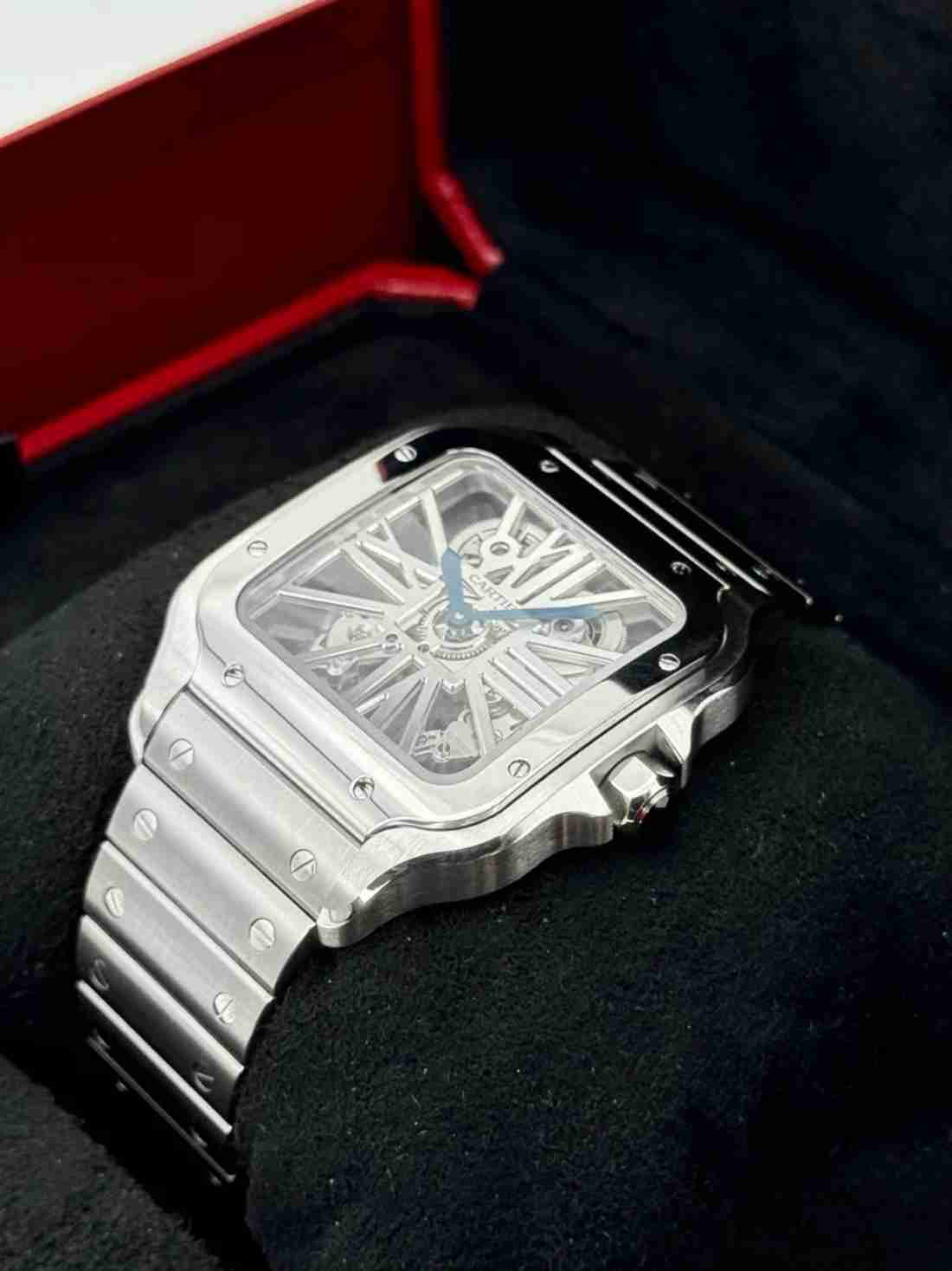 2021 Cartier Santos De Cartier 39.8mm WHSA0015 Stainless Steel Skeleton Dial - Image 3
