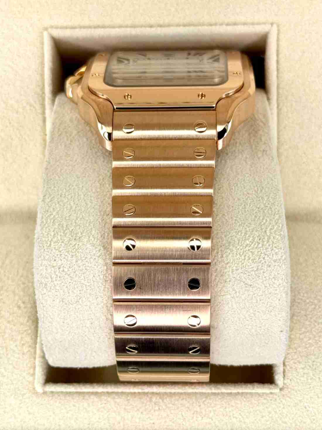 2021 Cartier Santos De Cartier 39.8mm WGSA0018 Rose Gold White Dial - Image 3