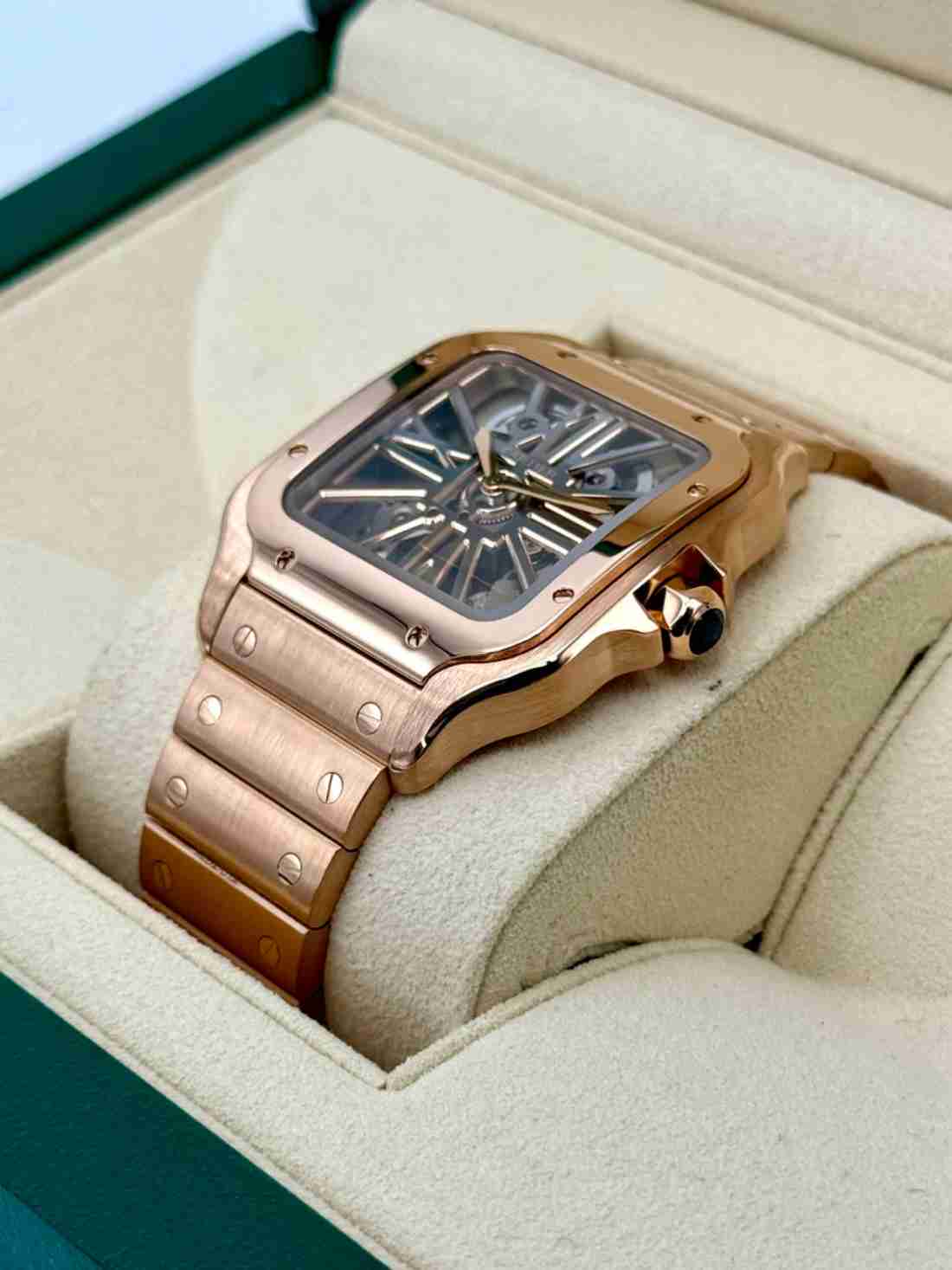 2020 Santos De Cartier 39.8mm WHSA0016 Rose Gold Skeleton Dial - Image 3