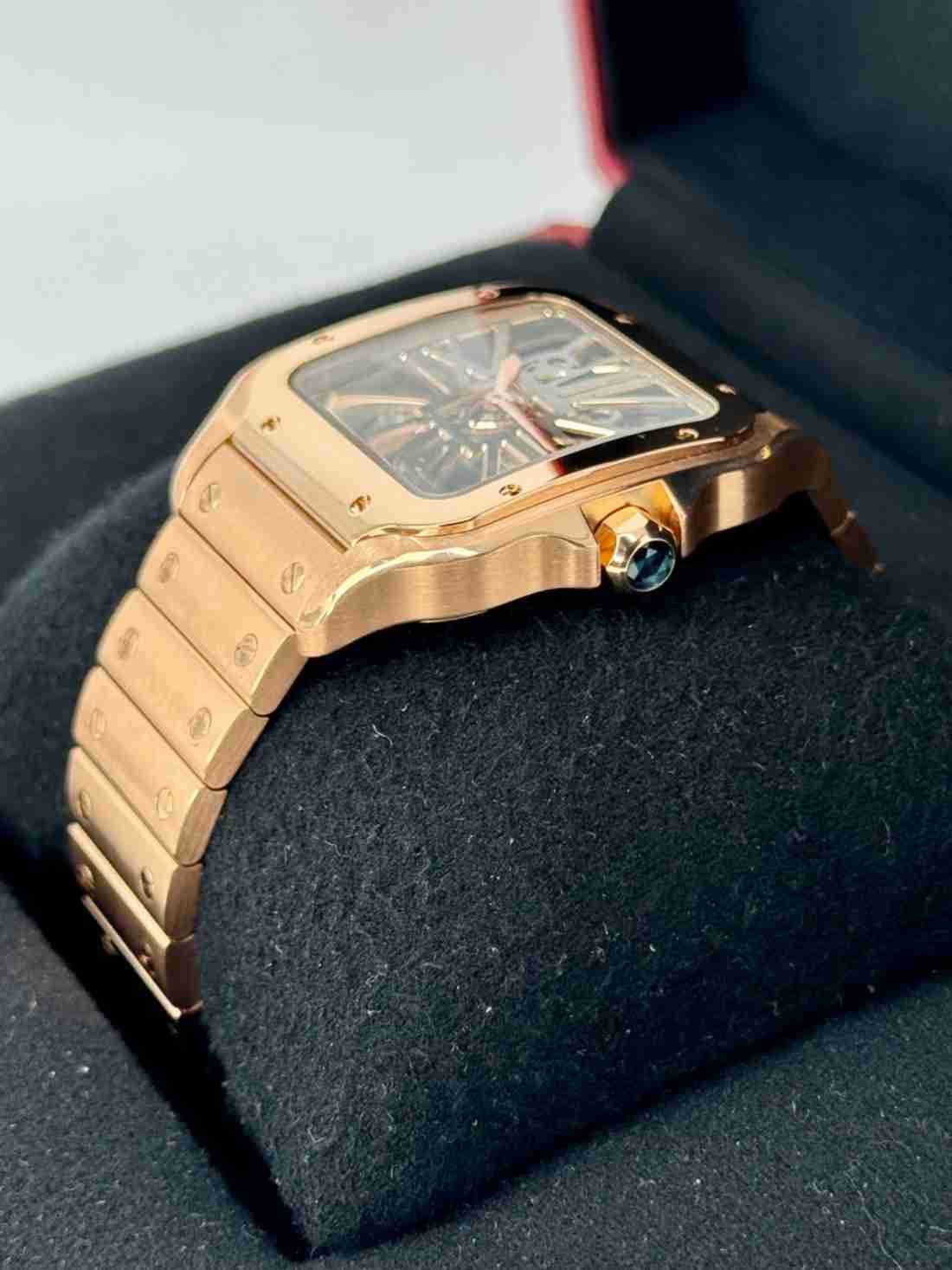 2021 Santos De Cartier 39.8mm WHSA0016 Rose Gold Skeleton Dial - Image 3