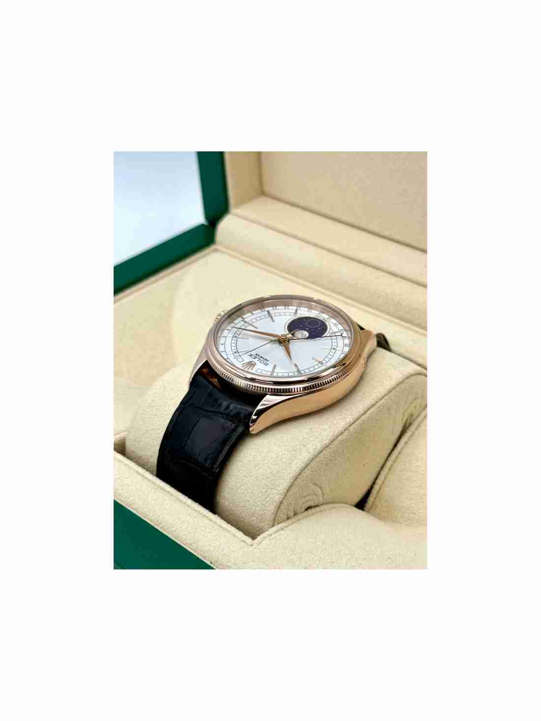 2018 Rolex Cellini Moonphase 39mm 50535 Rose Gold White Dial - Image 3