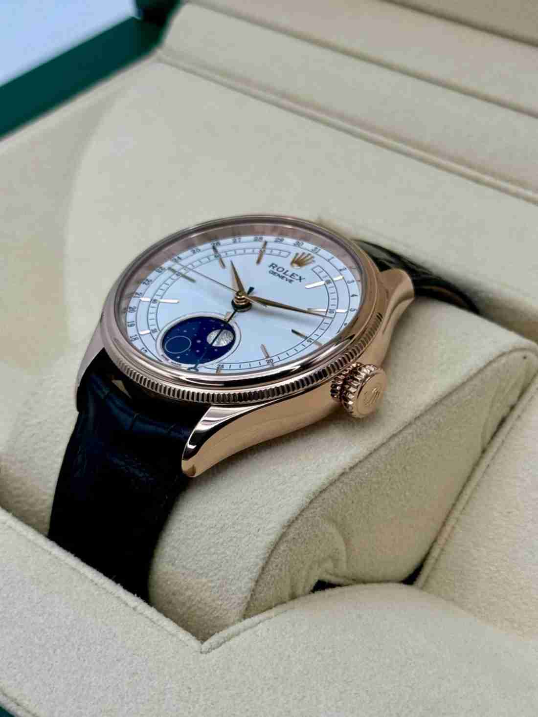 2018 Rolex Cellini Moonphase 39mm 50535 Everose Gold White Dial - Image 3