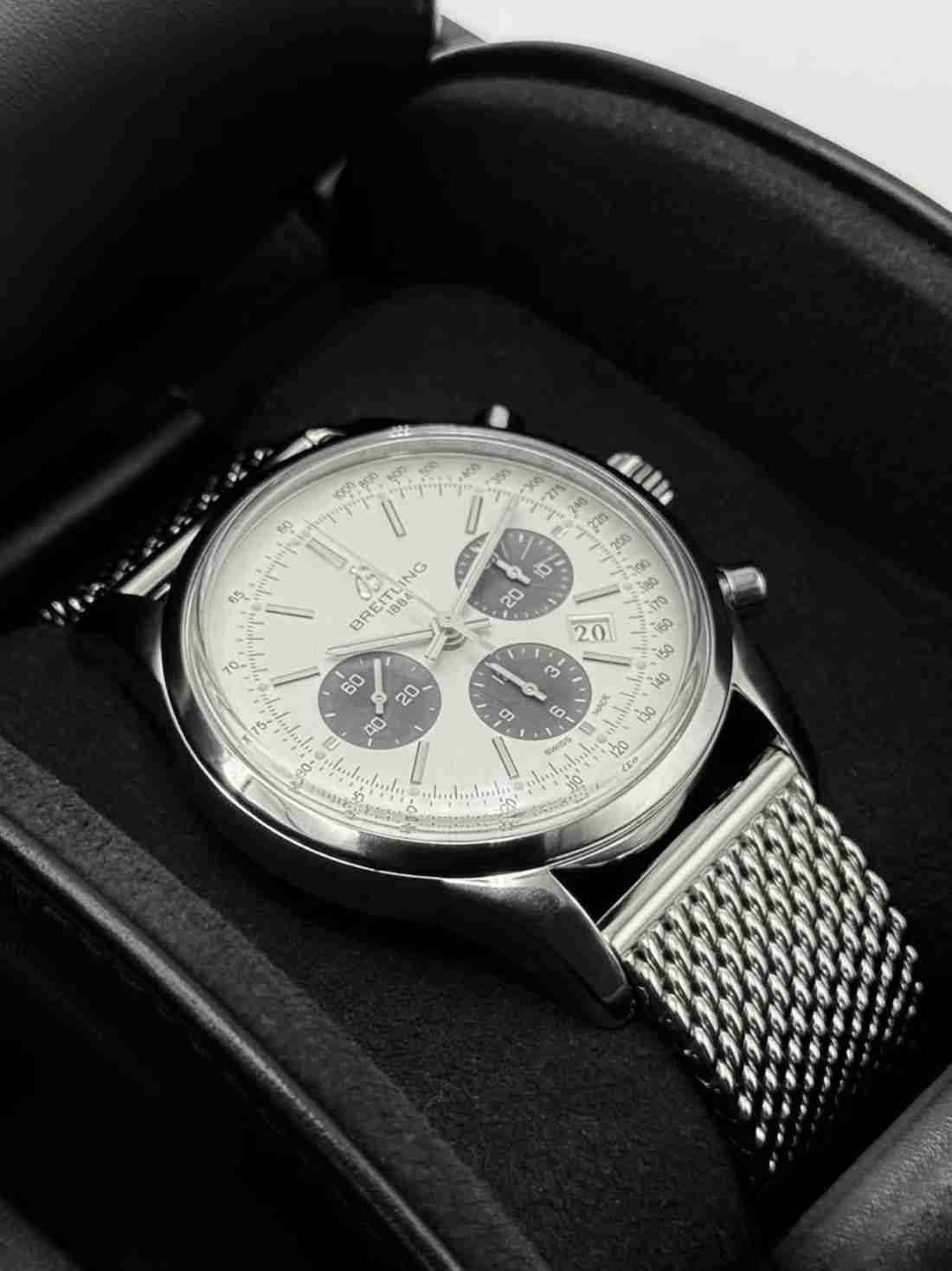 2013 Breitling Transocean Chronograph 43mm AB015212 Stainless Steel Silver Dial - Image 4