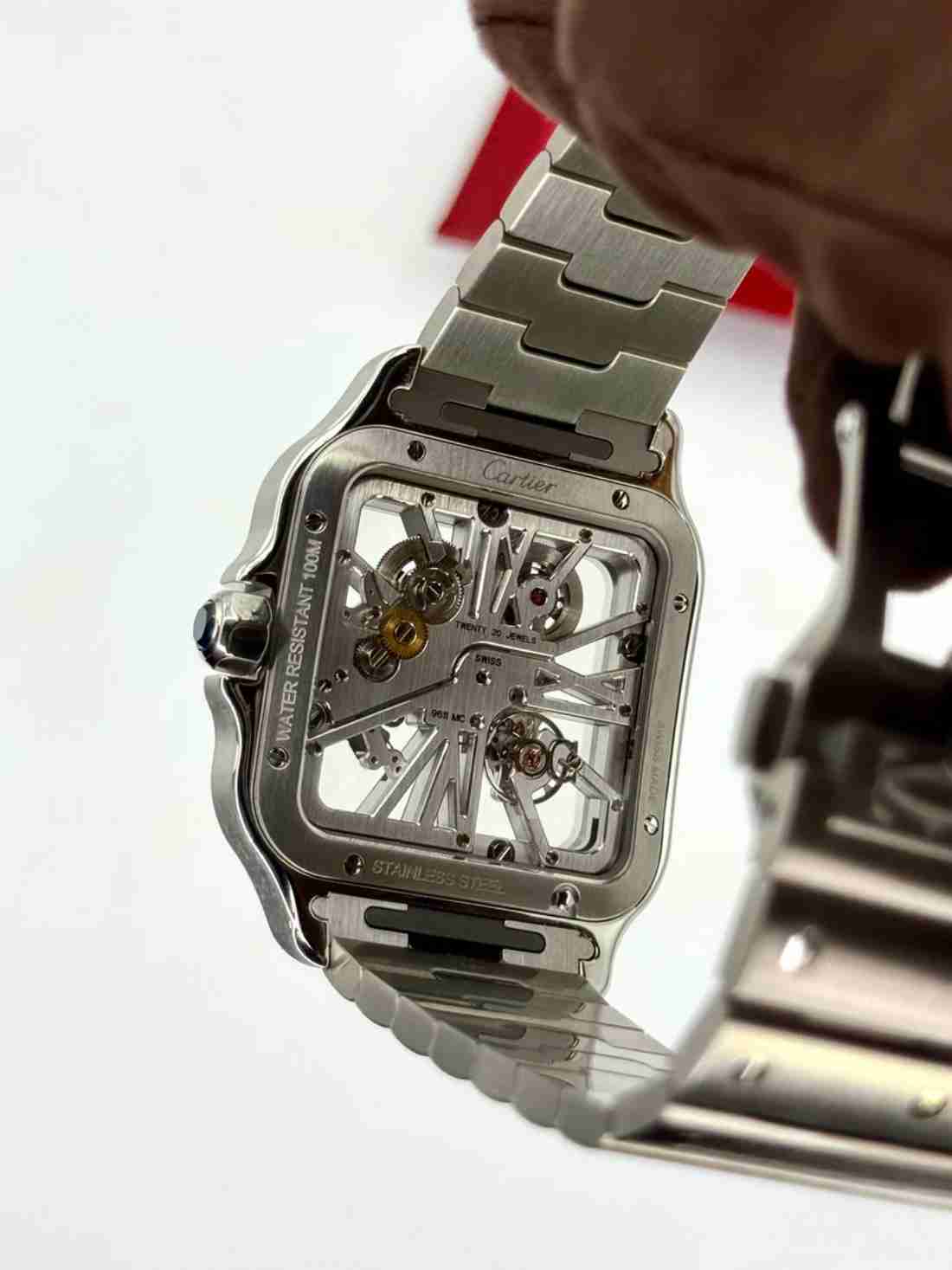 2021 Cartier Santos De Cartier 39.8mm WHSA0015 Stainless Steel Skeleton Dial - Image 4