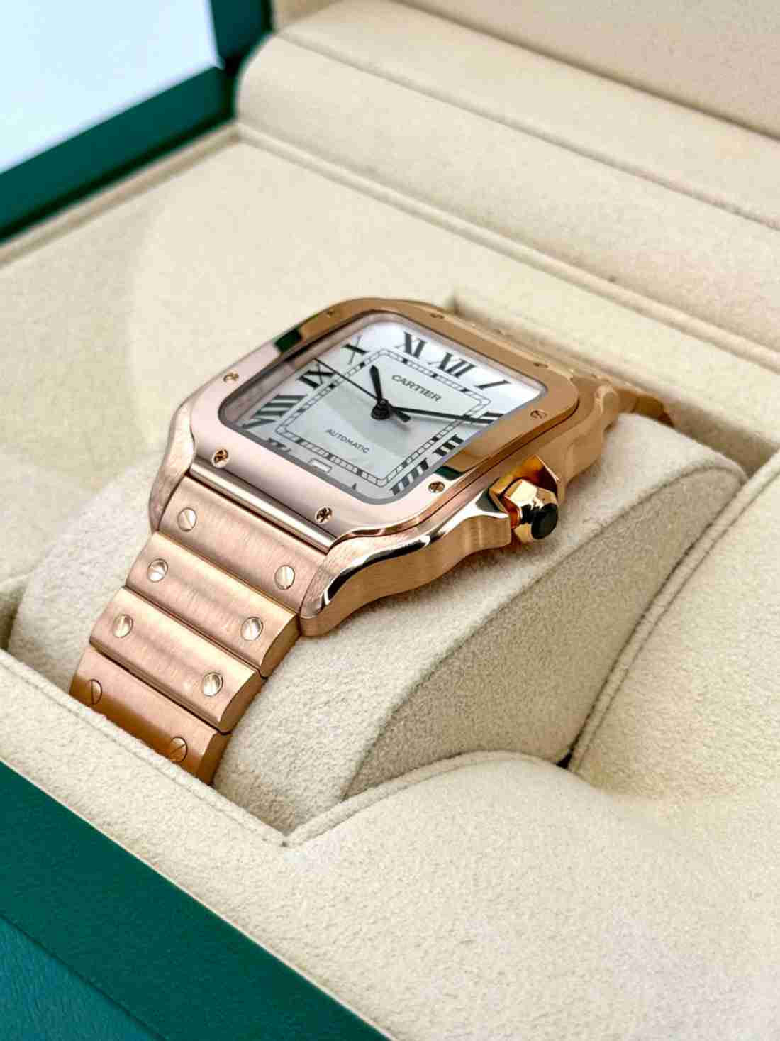 2021 Cartier Santos De Cartier 39.8mm WGSA0018 Rose Gold White Dial - Image 4