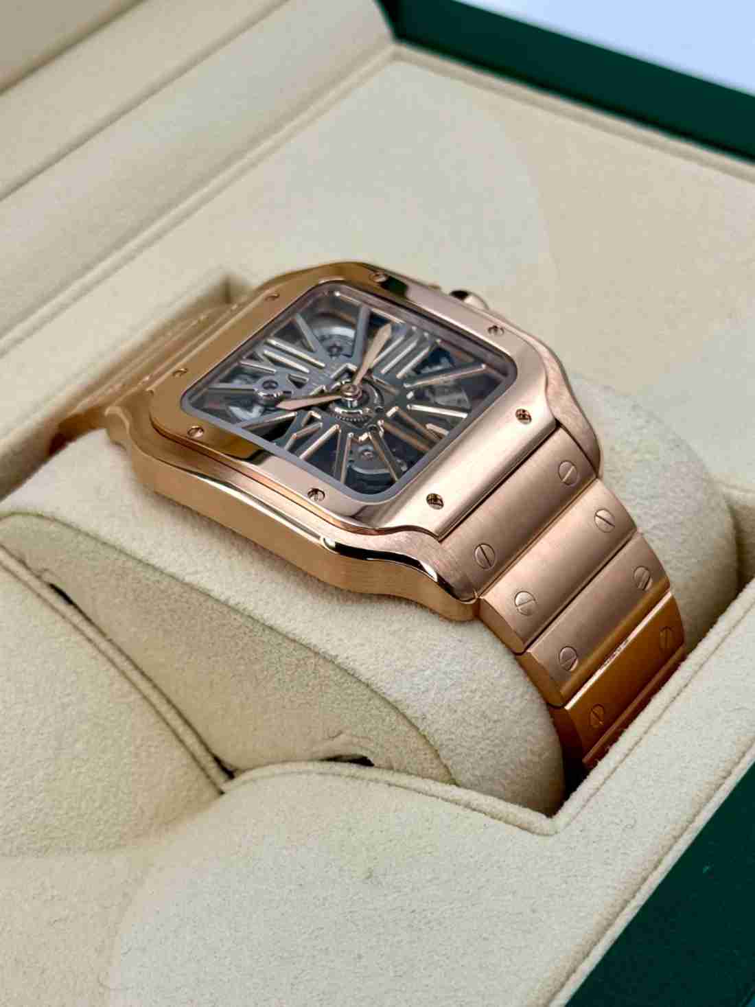 2020 Santos De Cartier 39.8mm WHSA0016 Rose Gold Skeleton Dial - Image 4