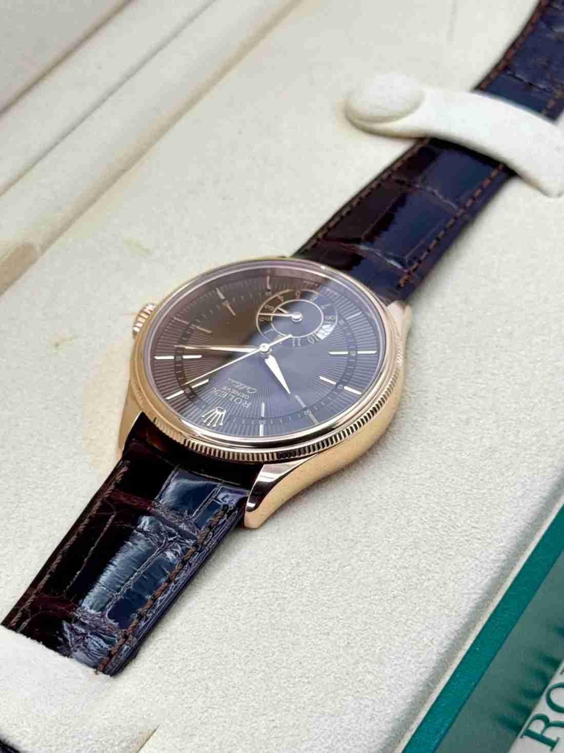 2020 Rolex Cellini Dual Time 39mm 50525 Rose Gold Brown Dial - Image 4