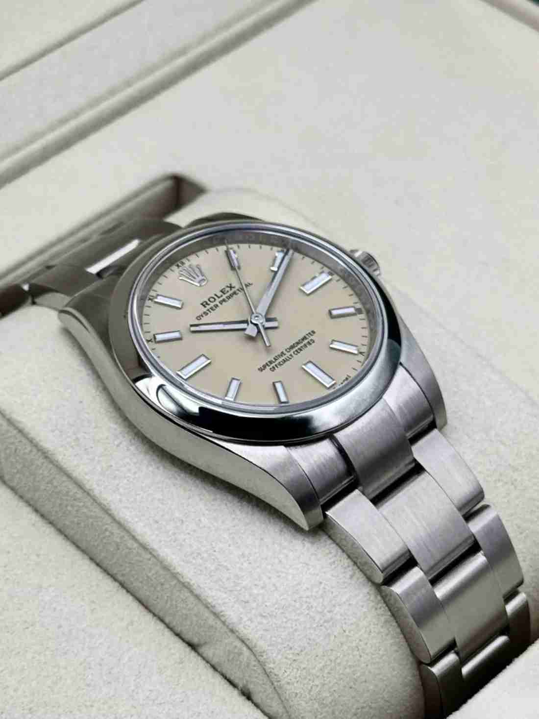 NEW 2026 Rolex Oyster Perpetual 34mm 124200 Stainless Steel Beige Dial - Image 5