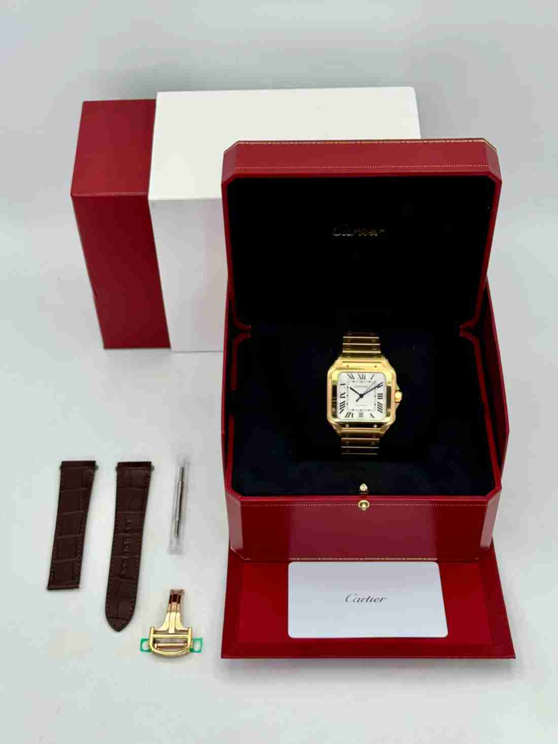NEW 2026 Cartier Santos De Cartier 39.8mm WGSA0029 Yellow Gold White Dial - Image 5