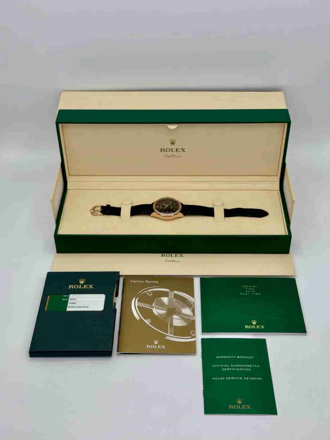 2014 Rolex Cellini Date 39mm 50515 Rose Gold Black Guilloche Dial - Image 5