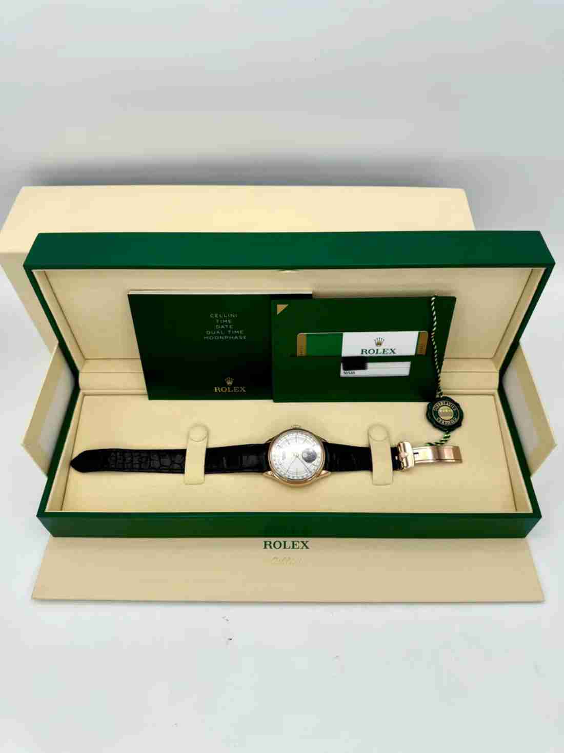 2018 Rolex Cellini Moonphase 39mm 50535 Rose Gold White Dial - Image 5