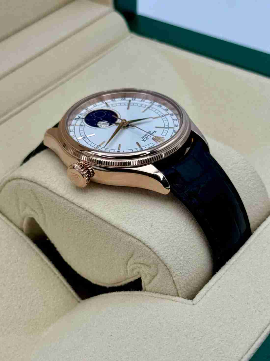 2018 Rolex Cellini Moonphase 39mm 50535 Everose Gold White Dial - Image 5