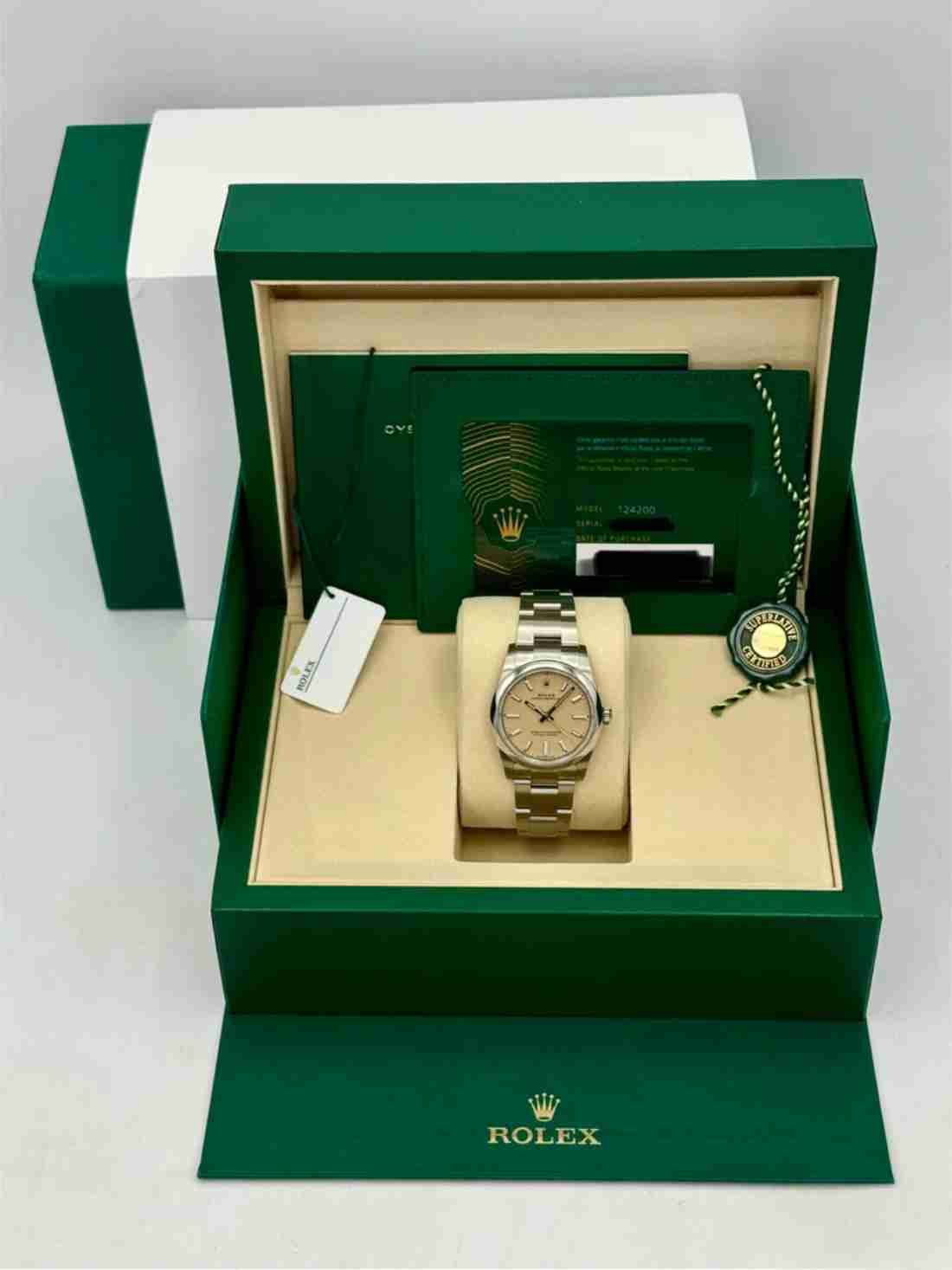 NEW 2026 Rolex Oyster Perpetual 34mm 124200 Stainless Steel Beige Dial - Image 6
