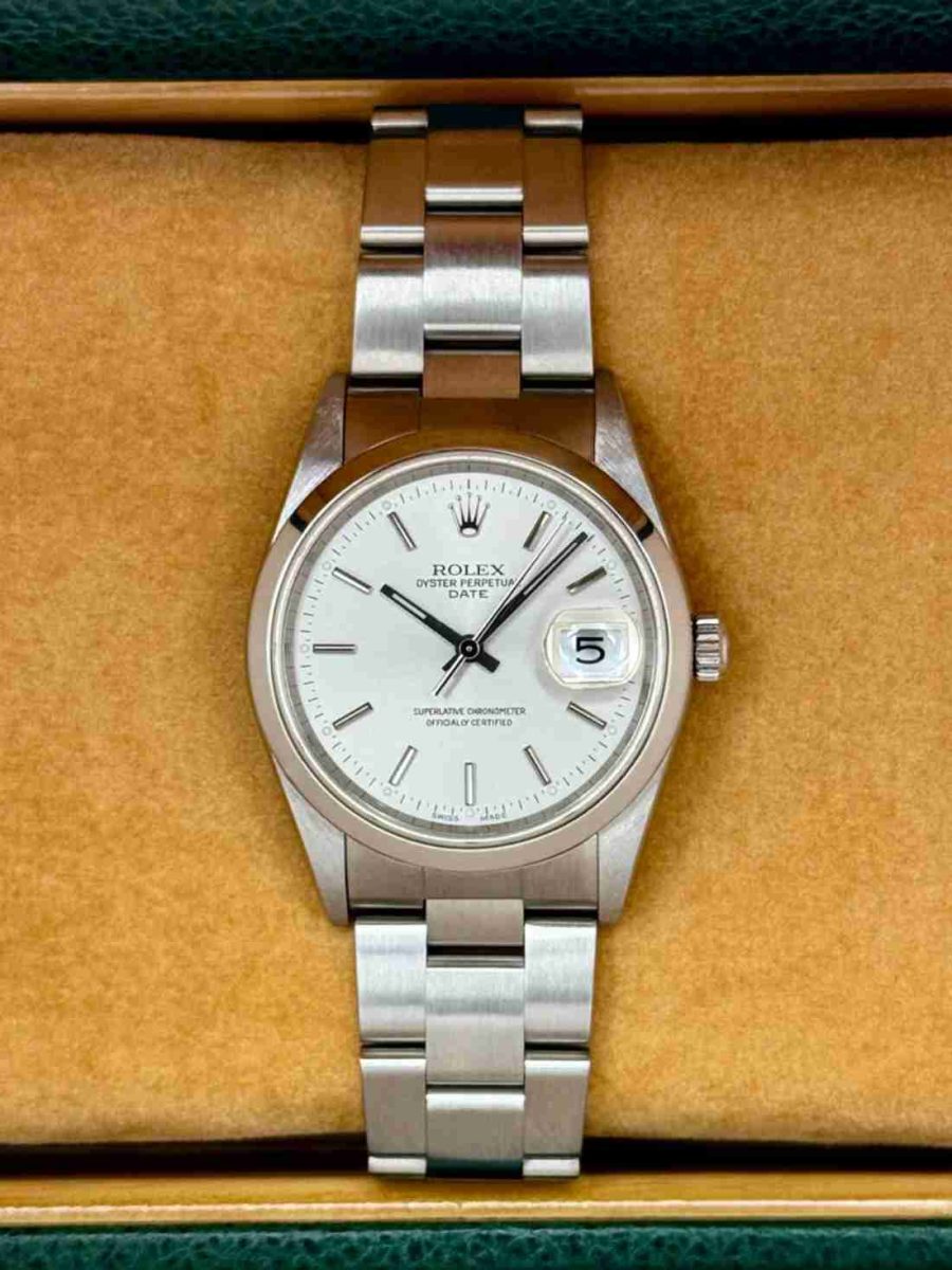 2001 Rolex Oyster Perpetual Date 34mm 15200 Stainless Steel Silver Dial