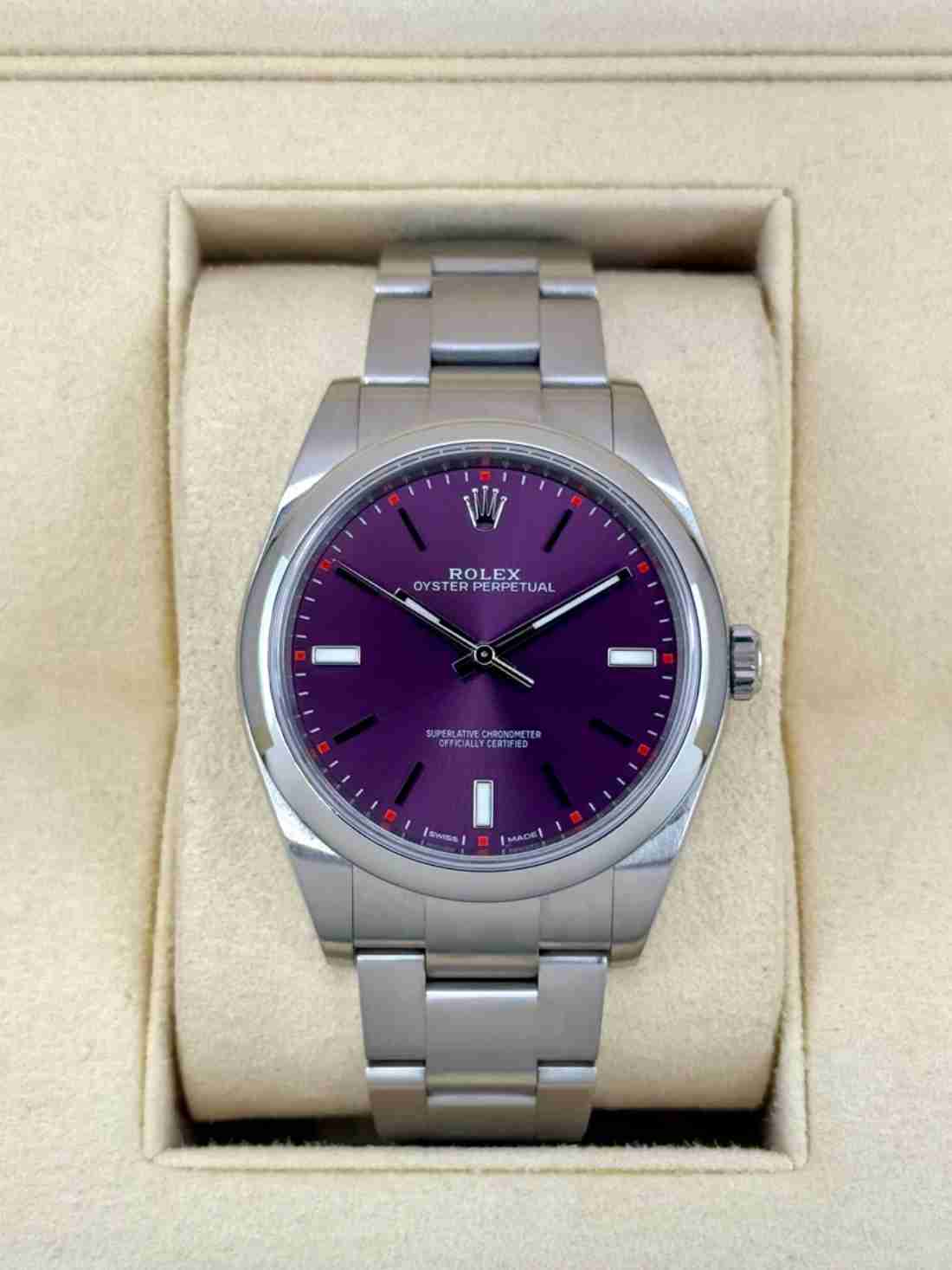 2018 Rolex Oyster Perpetual 39mm 114300 Grape Dial