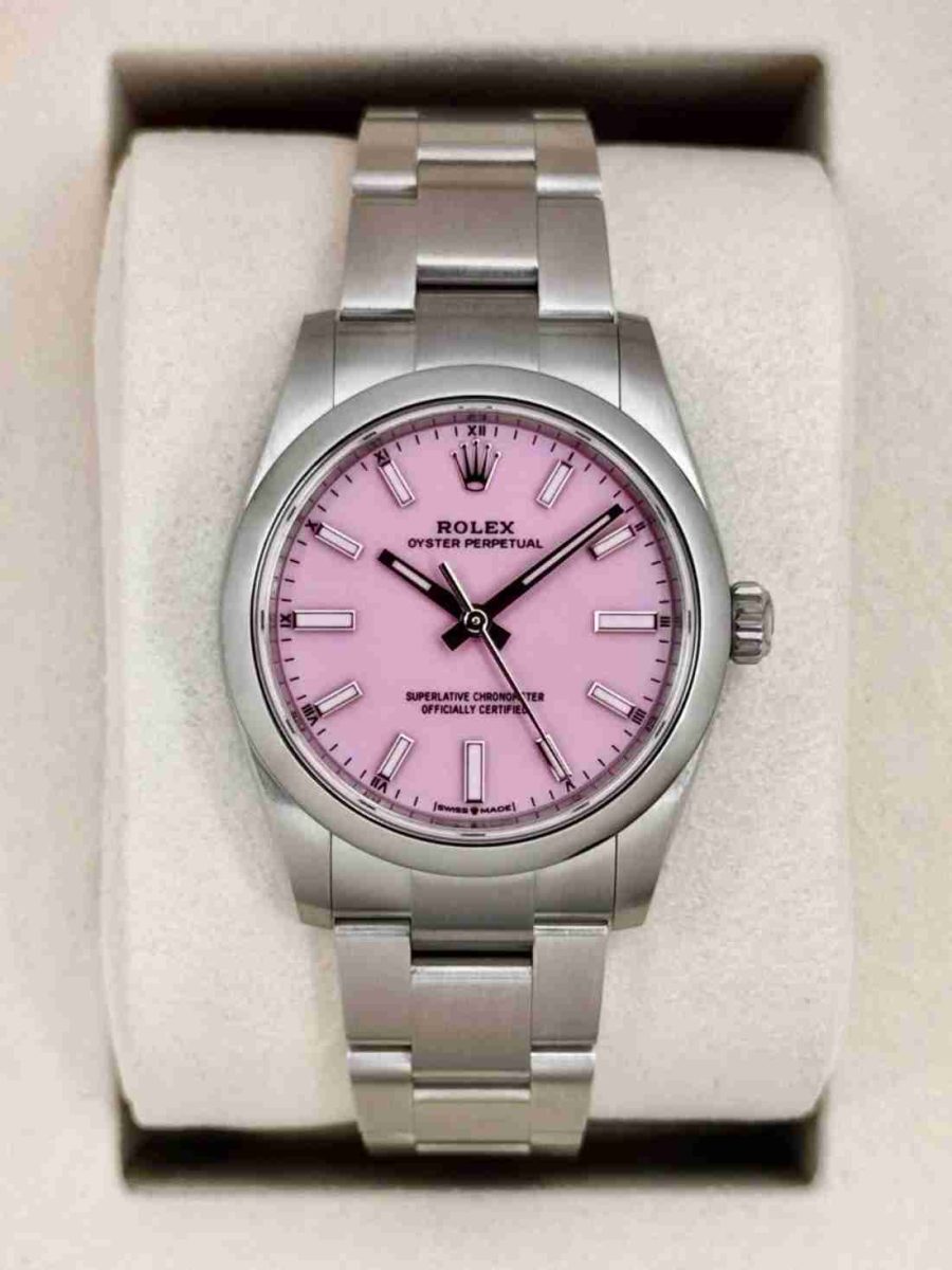NEW 2025 Rolex Oyster Perpetual 34mm 124200 Stainless Steel Candy Pink Dial