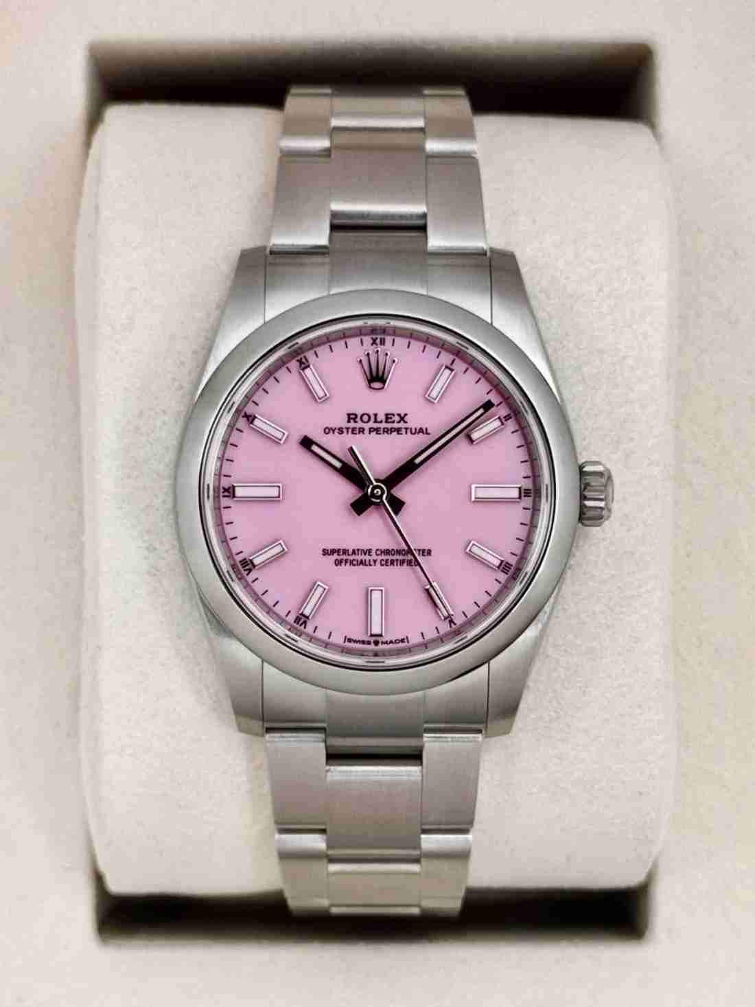 NEW 2025 Rolex Oyster Perpetual 34mm 124200 Stainless Steel Candy Pink Dial
