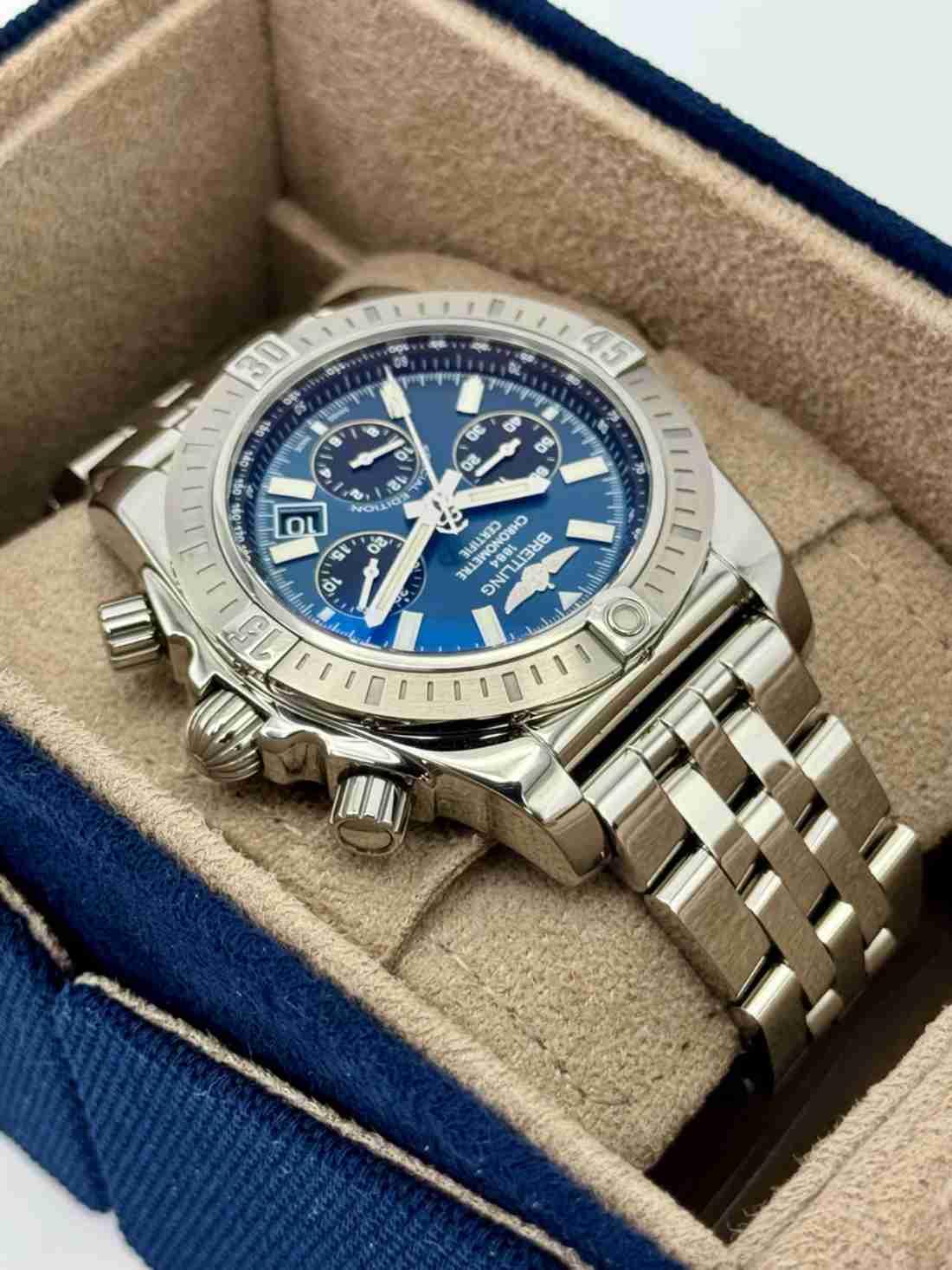 2022 Breitling Chronomat B01 44mm AB0115 Stainless Steel Blue Dial - Image 6