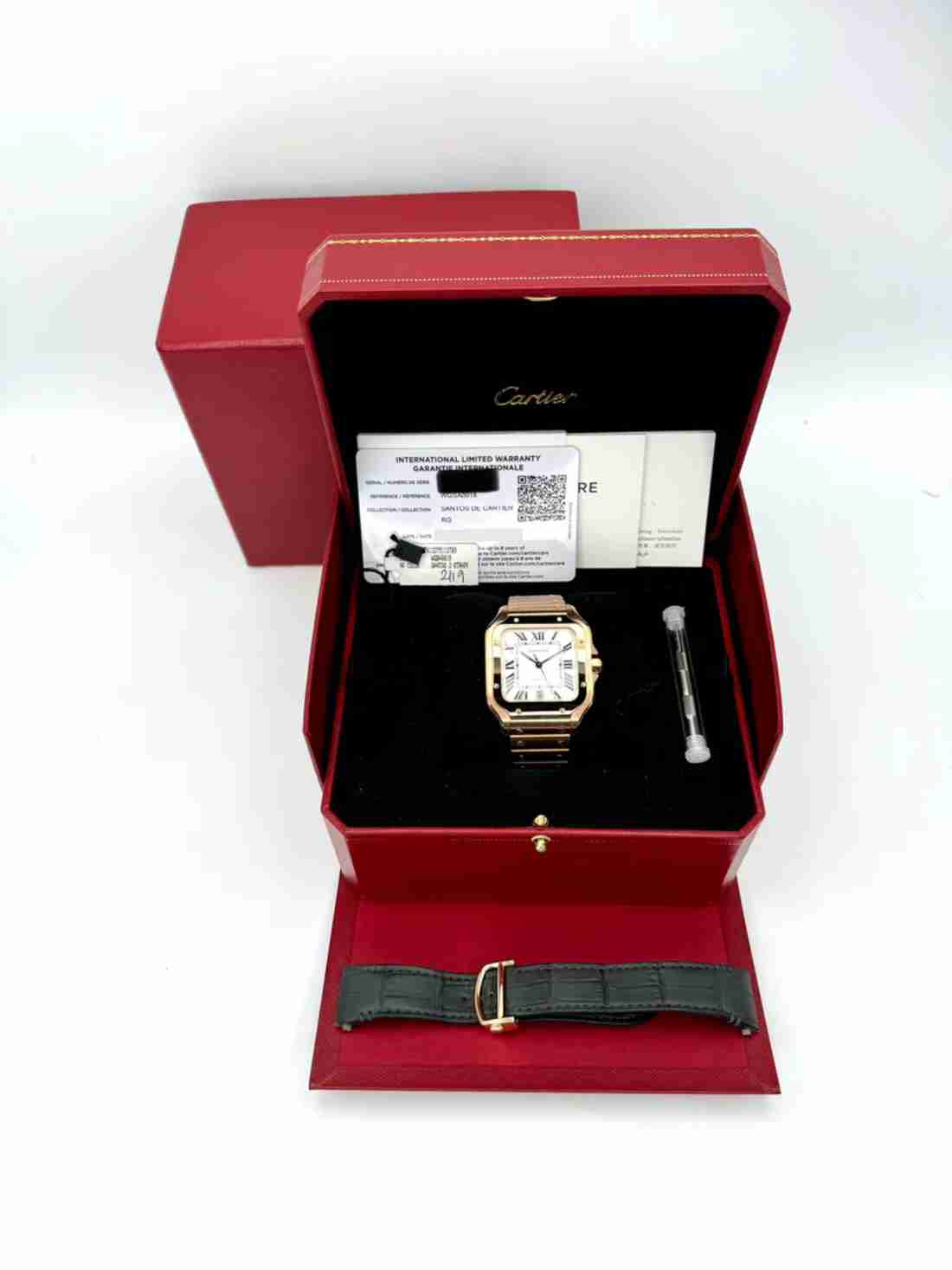2021 Cartier Santos De Cartier 39.8mm WGSA0018 Rose Gold White Dial - Image 6